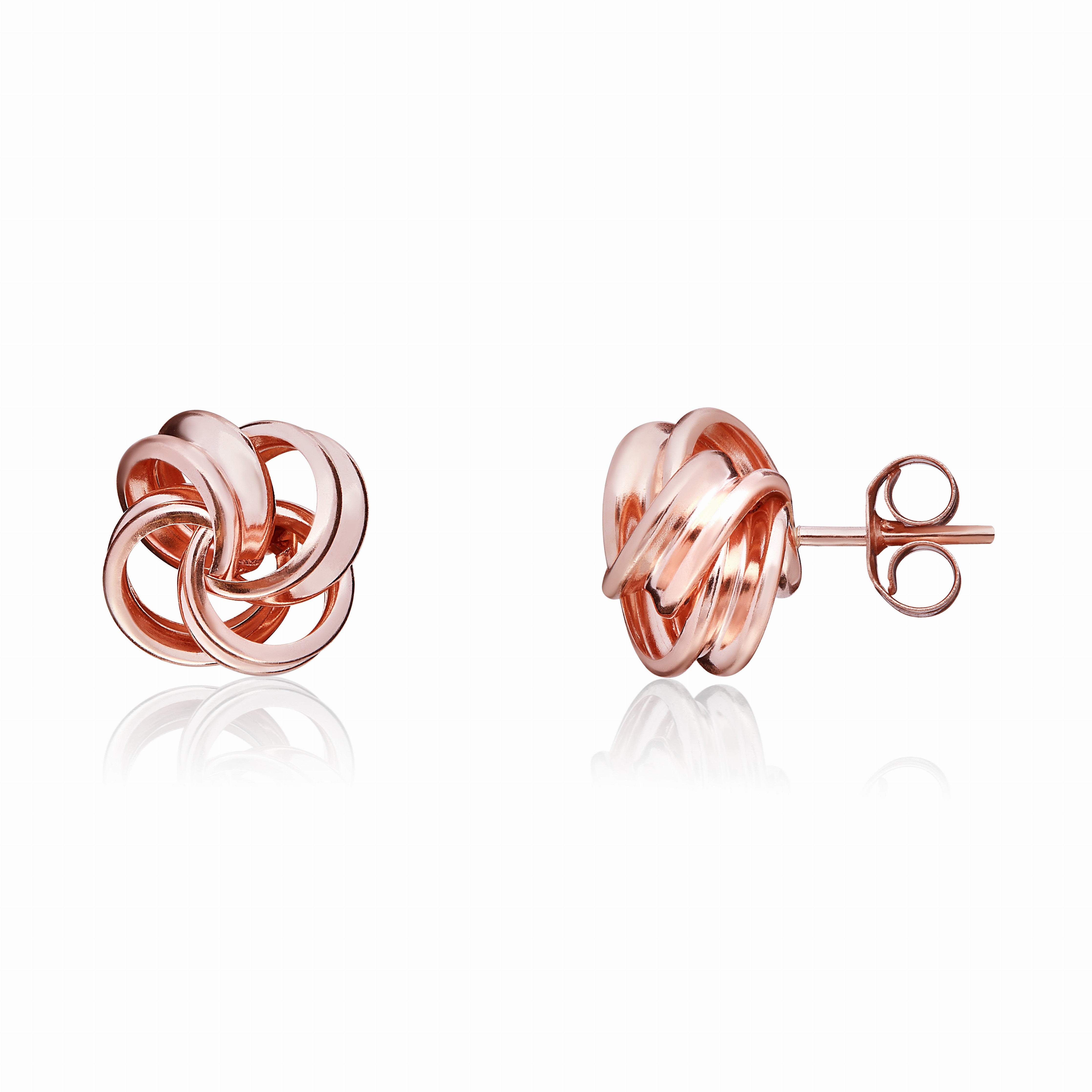 9CT ROSE GOLD RIBBON LOOPS KNOT STUD EARRINGS