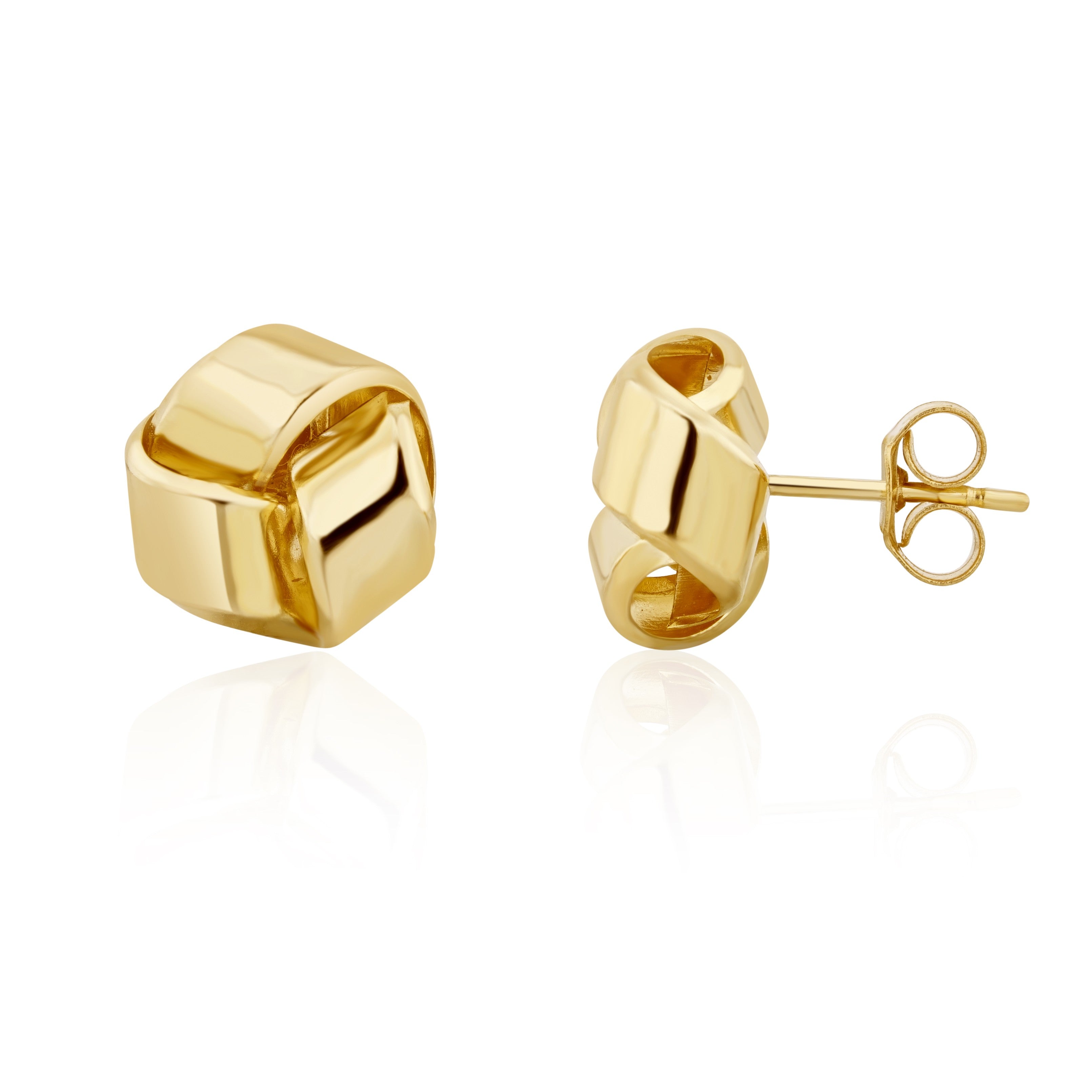 9CT YG POLISHED PLAIN 9.5MM KNOT EARRINGS