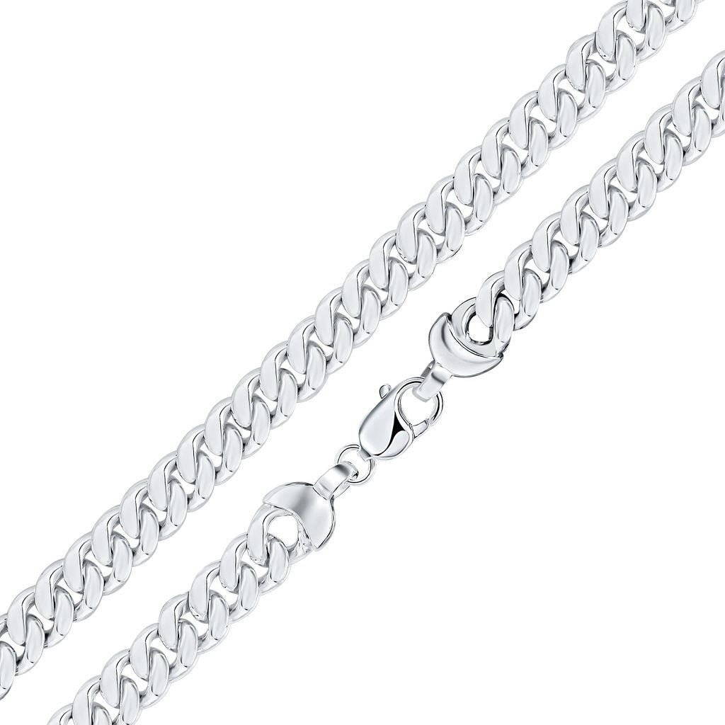 SILVER 10mm CURB 7.5" Lobster