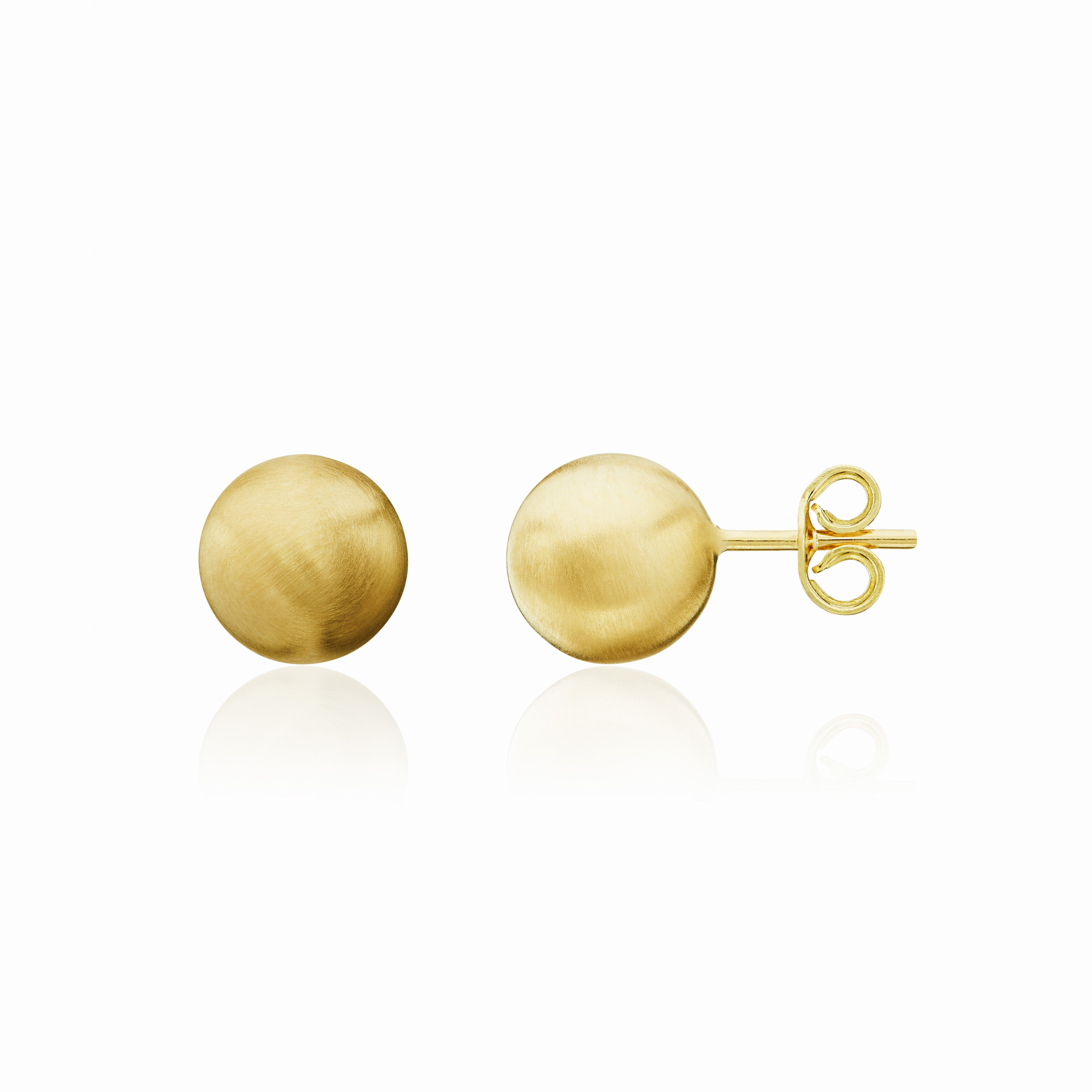 9CT YG SATIN 7MM BALL STUD EARRINGS