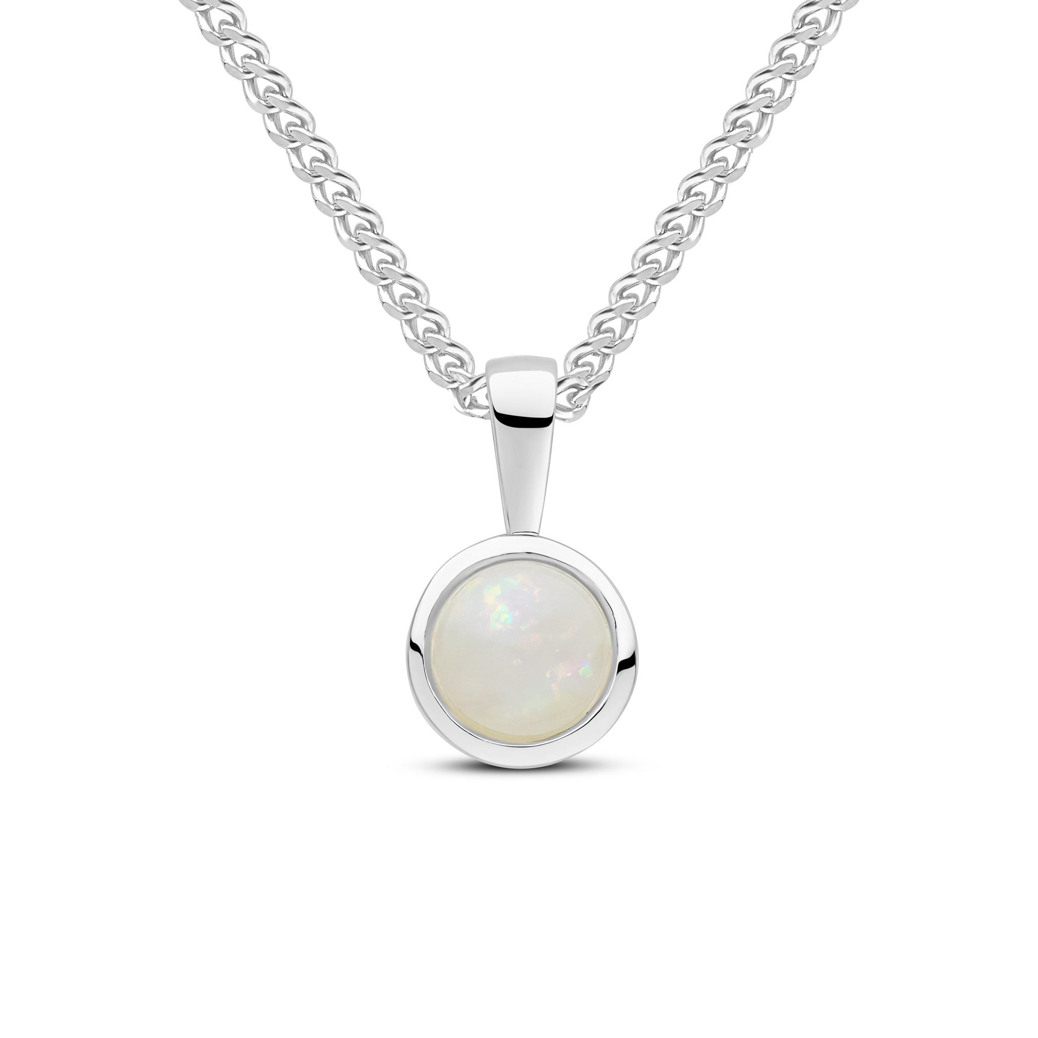 9CT WG 6MM ROUND OPAL RUBOVER PENDANT