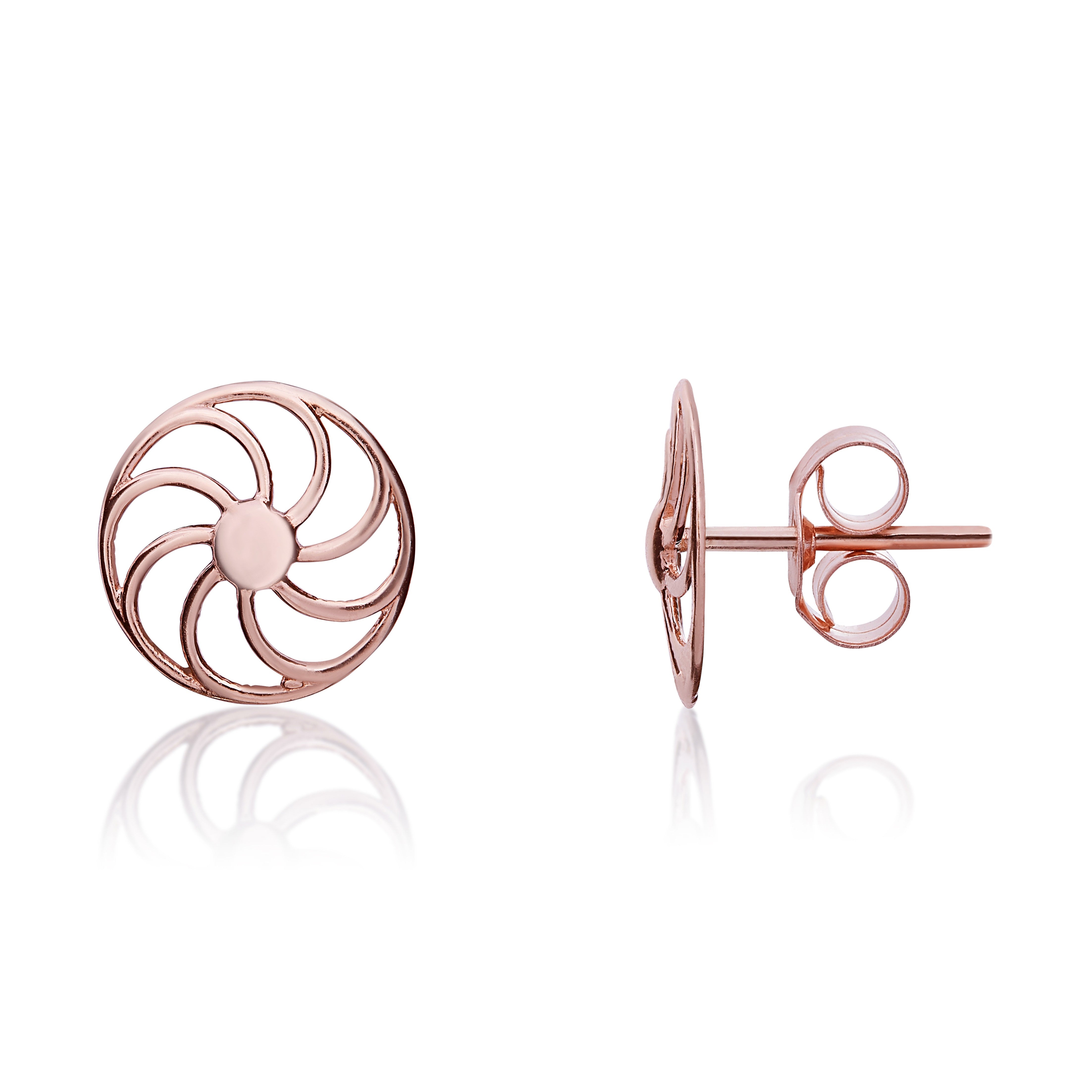 9CT ROSE GOLD SWIRL/CARTWHEEL STUD EARRINGS