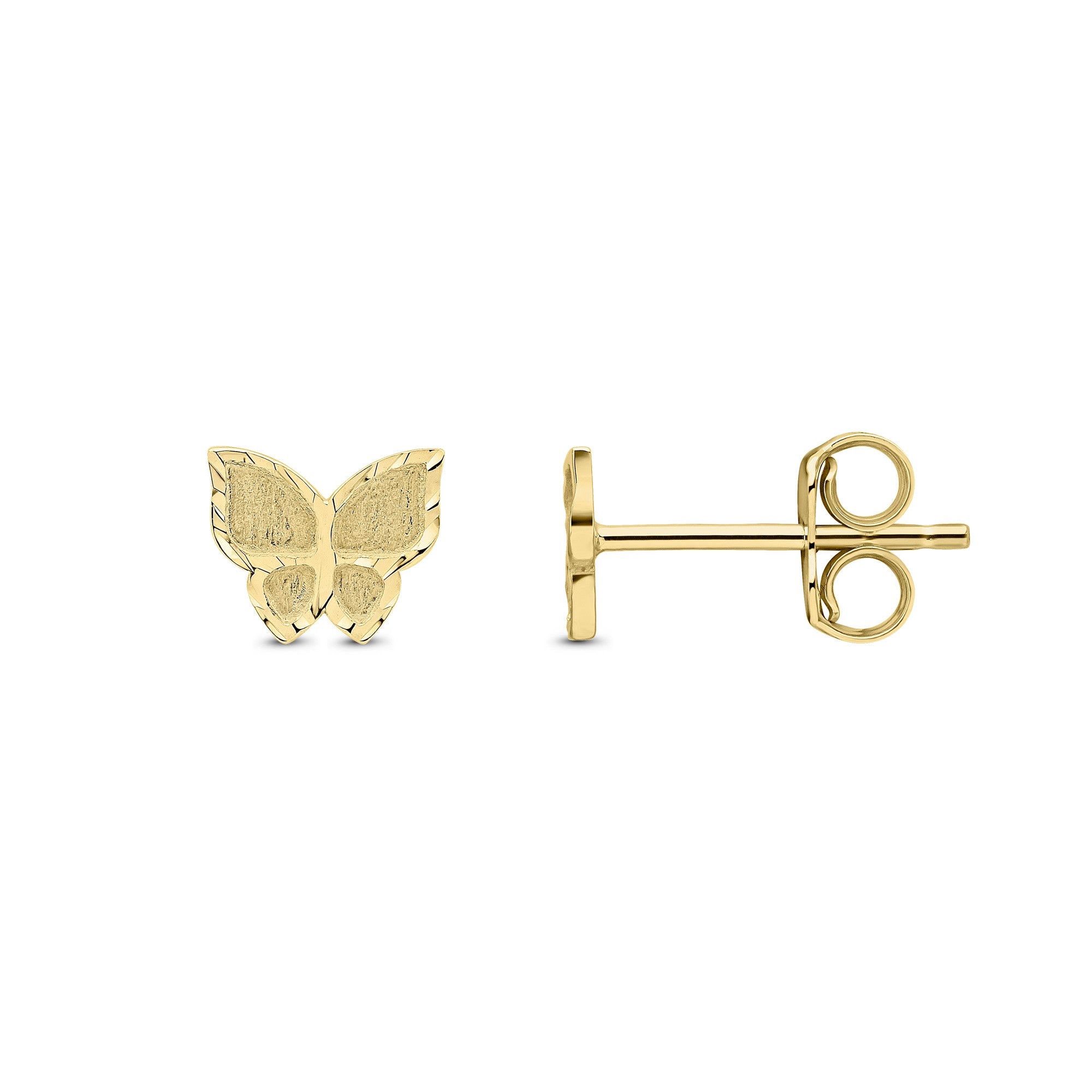 9CT YG SATIN & POLISHED BUTTERFLY STUD EARRINGS