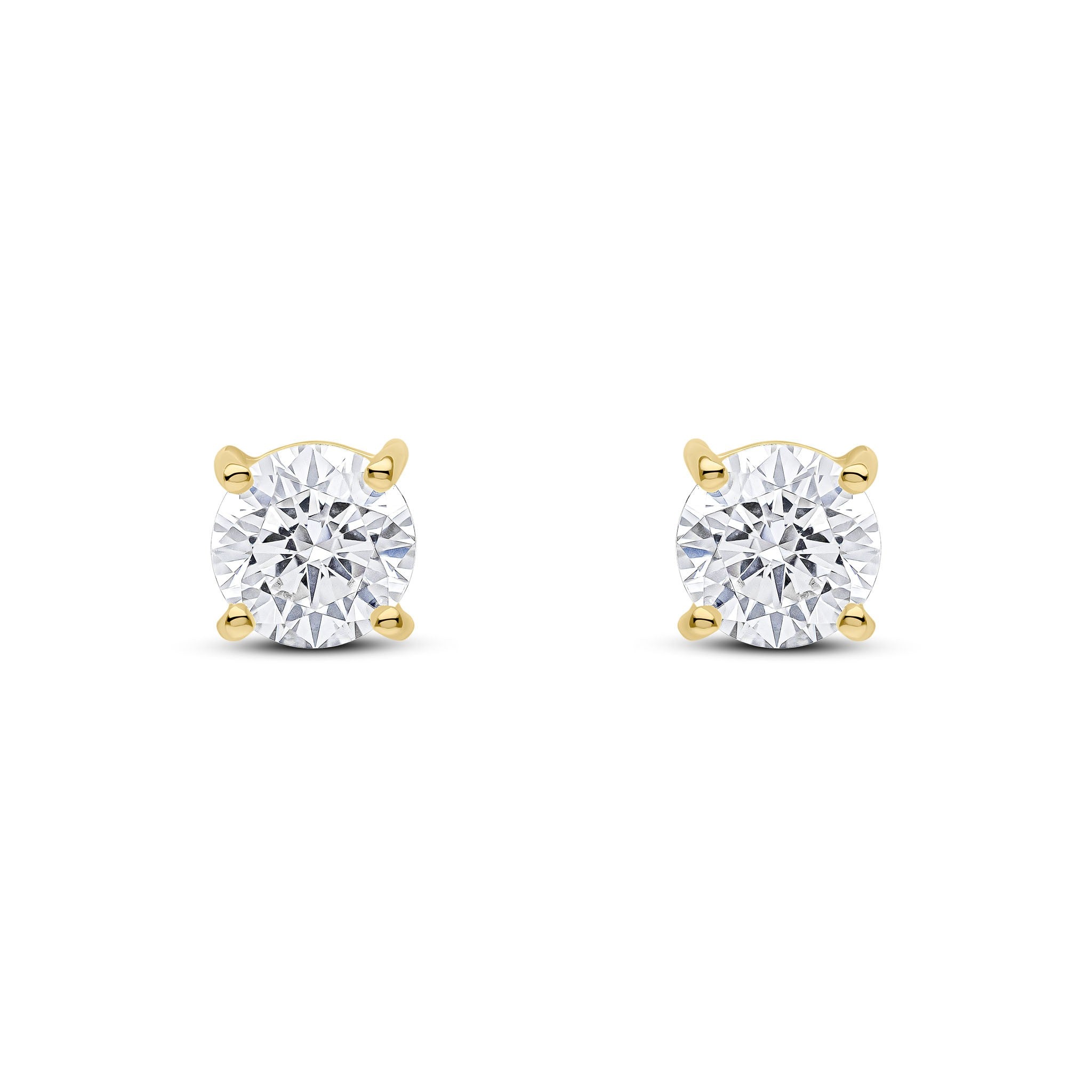 9CT YG 6MM ROUND CZ 4 CLAW EARRINGS