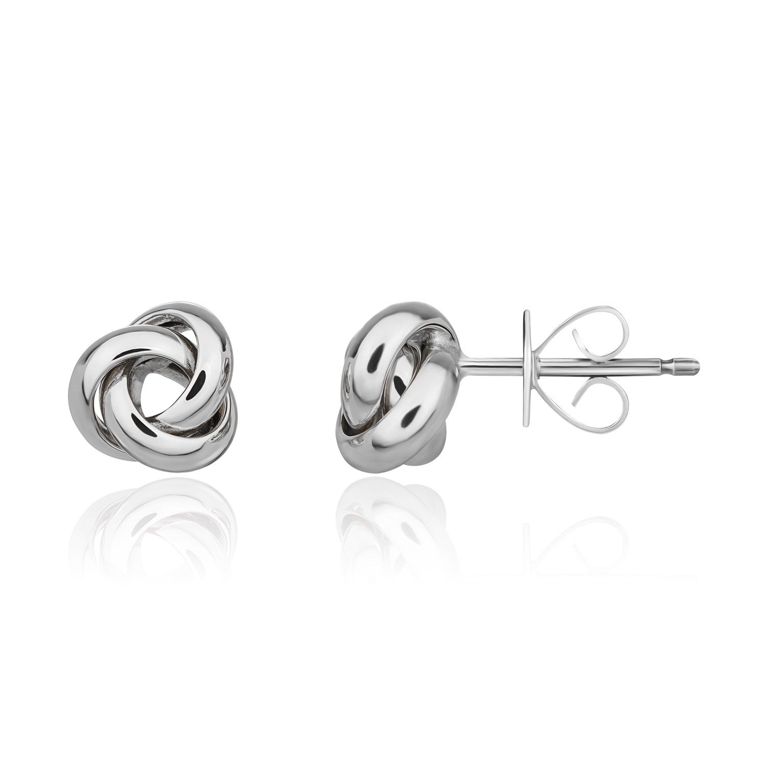 18CT WHITE GOLD POLISHED SIMPLE TRIANGULAR KNOT STUD EARRINGS