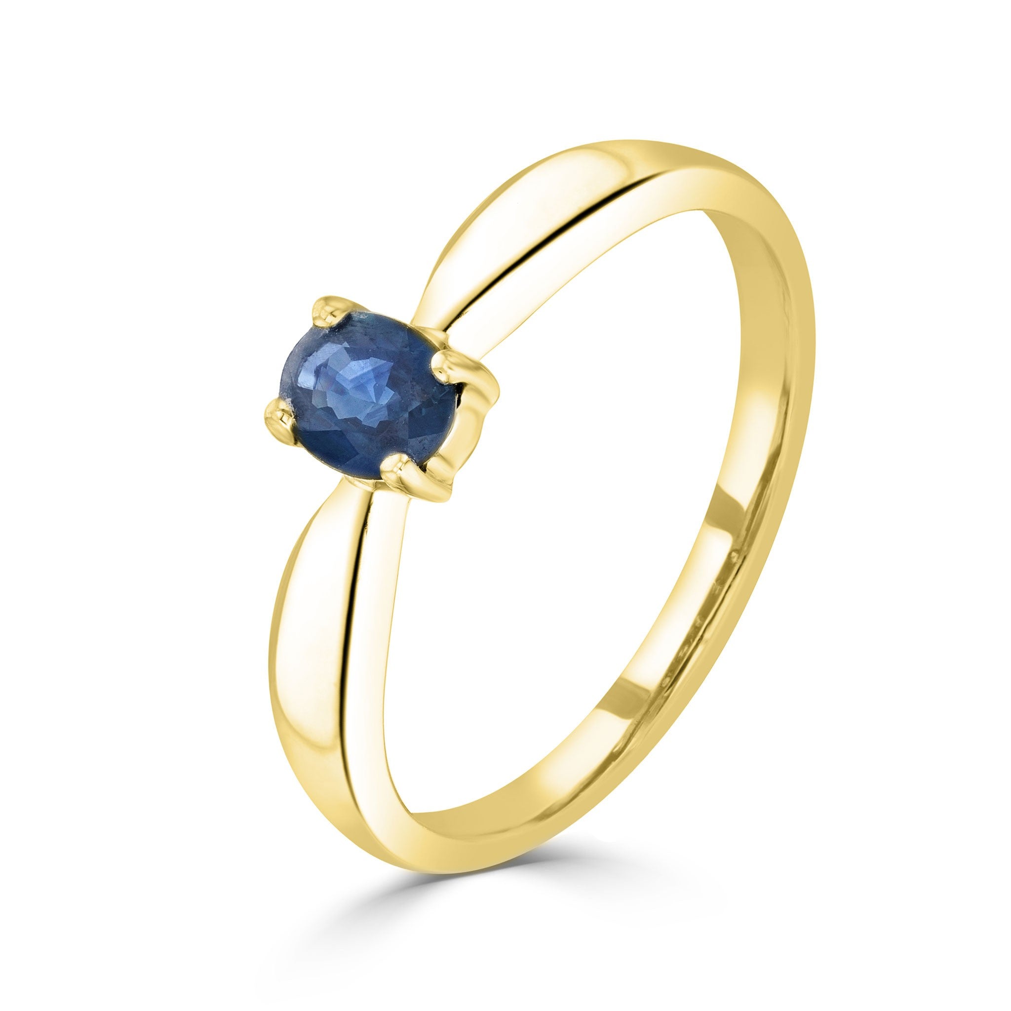 9CT YG 5X4MM OVAL SAPPHIRE 4 CLAW SINGLE STONE RING
