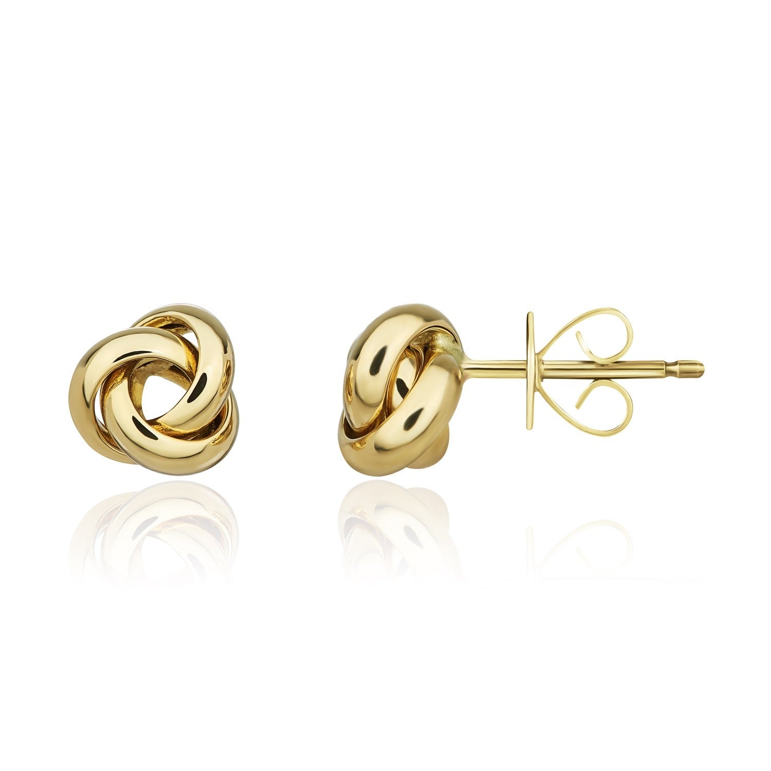 18CT YELLOW GOLD POLISHED 3 ROW 7MM KNOT EARRINGS
