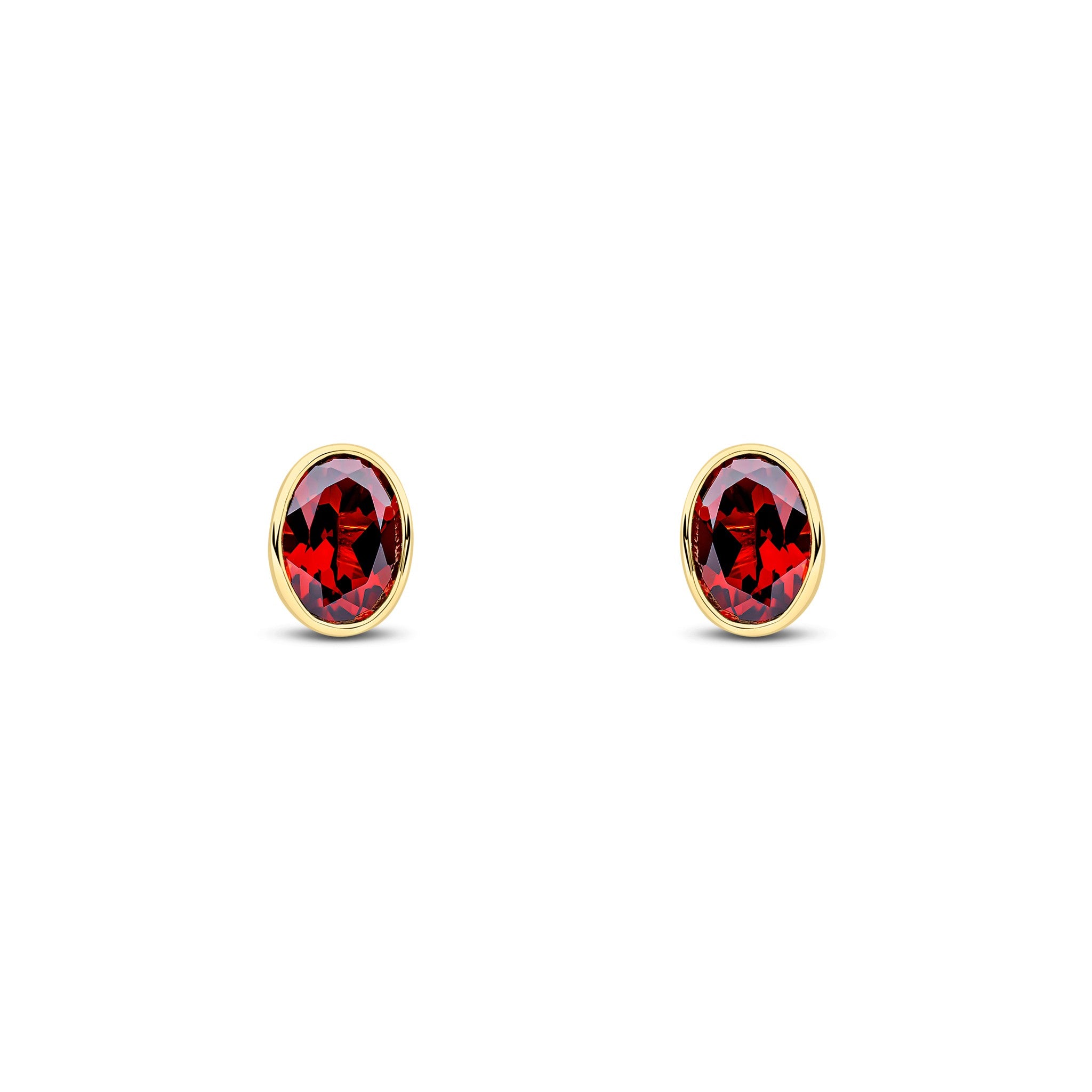 9CT YG 7X5 OVAL GARNET RUBOVER EARSTUDS