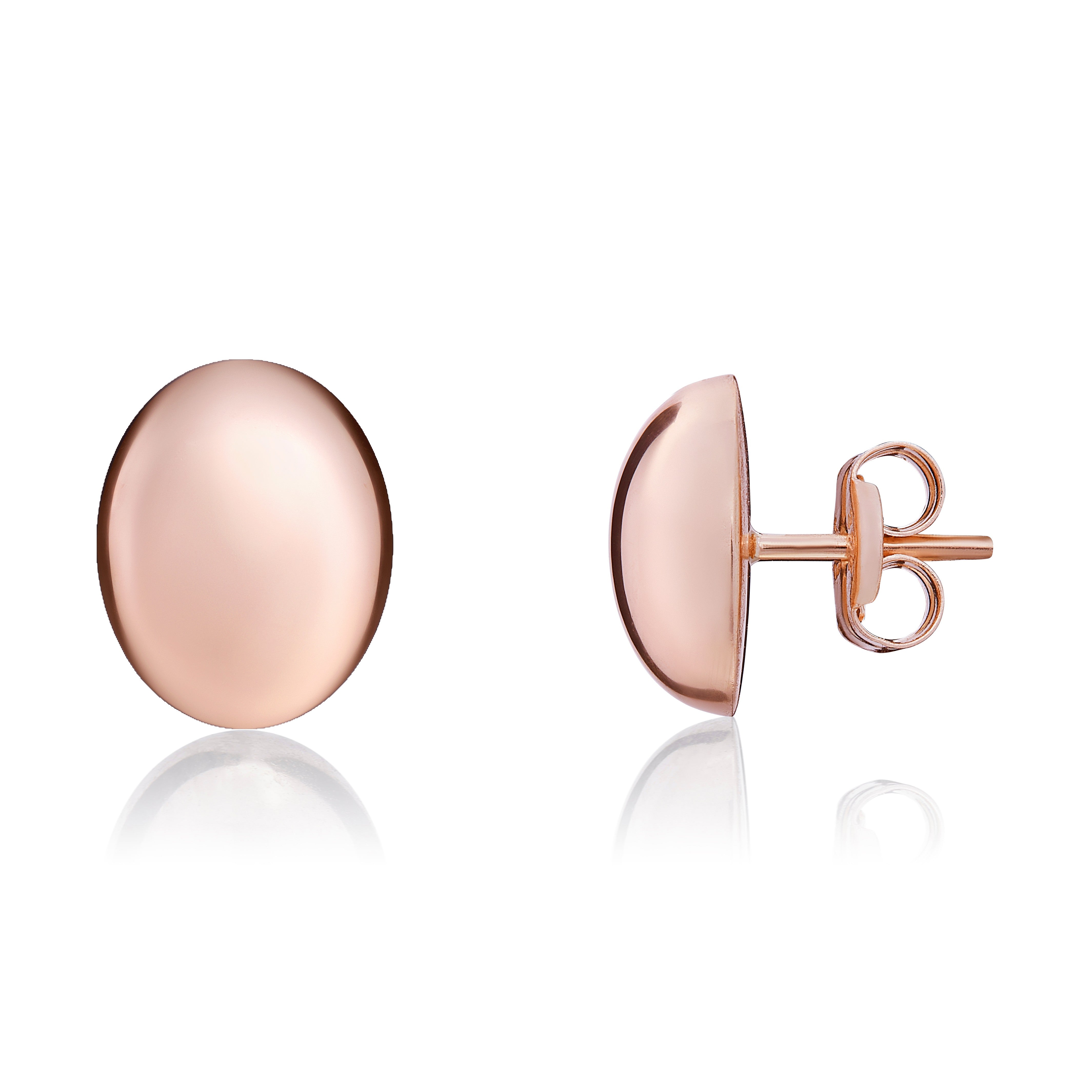9CT ROSE GOLD POLISHED OVAL DOMED STUD EARRINGS 10X8MM