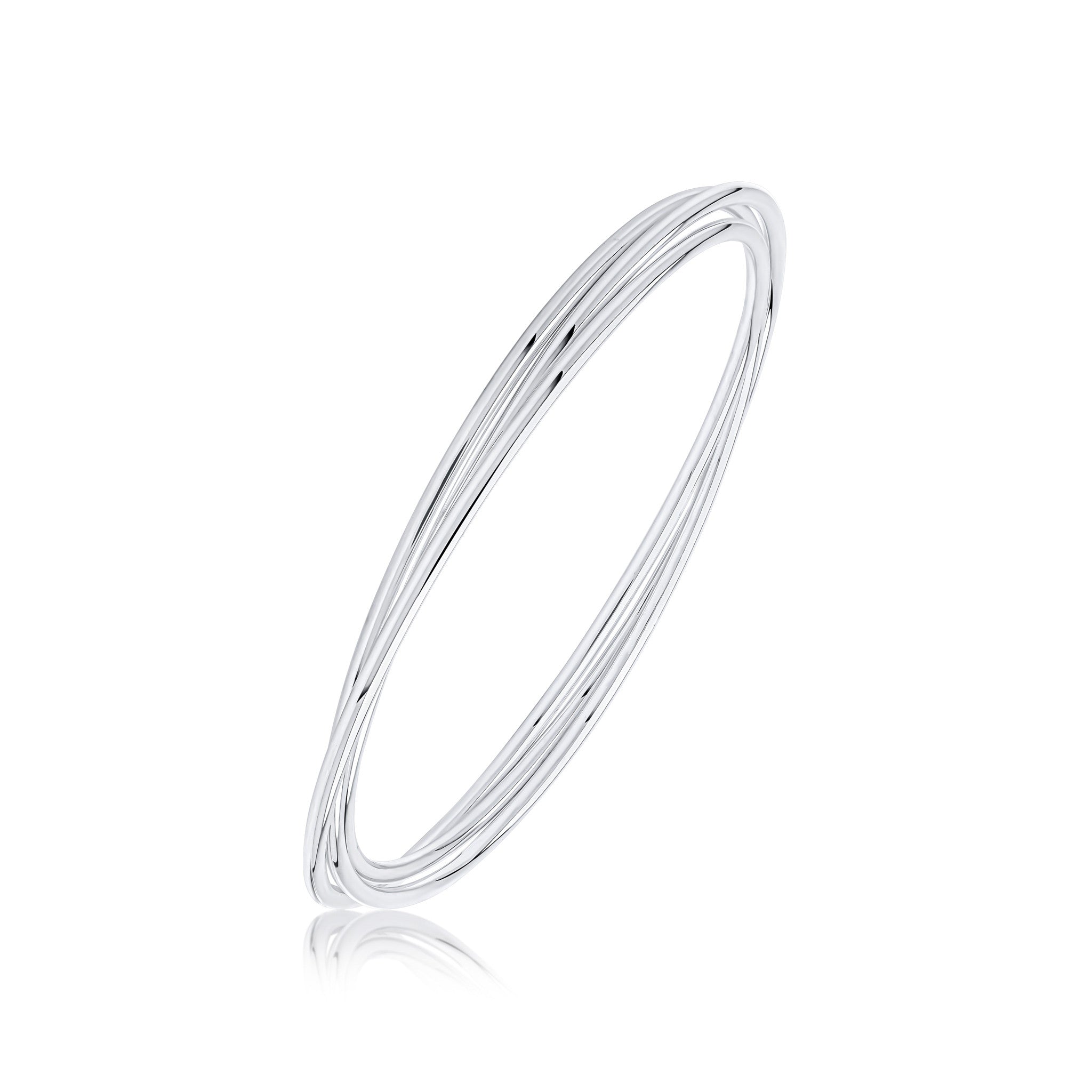 Silver 2mm Round Section Russian Bangle