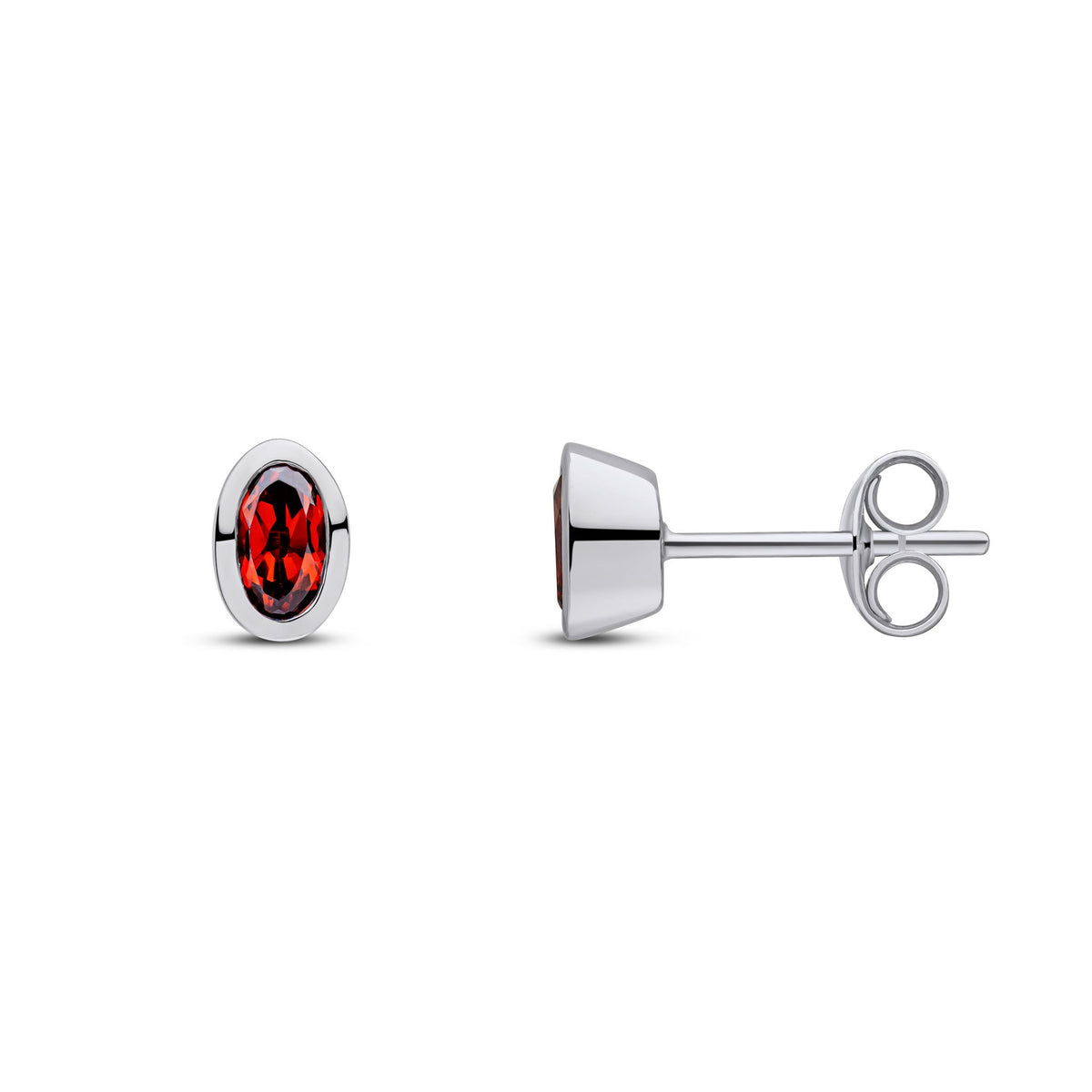 9CT WG 5X3 OVAL GARNET RUBOVER STUD EARRINGS