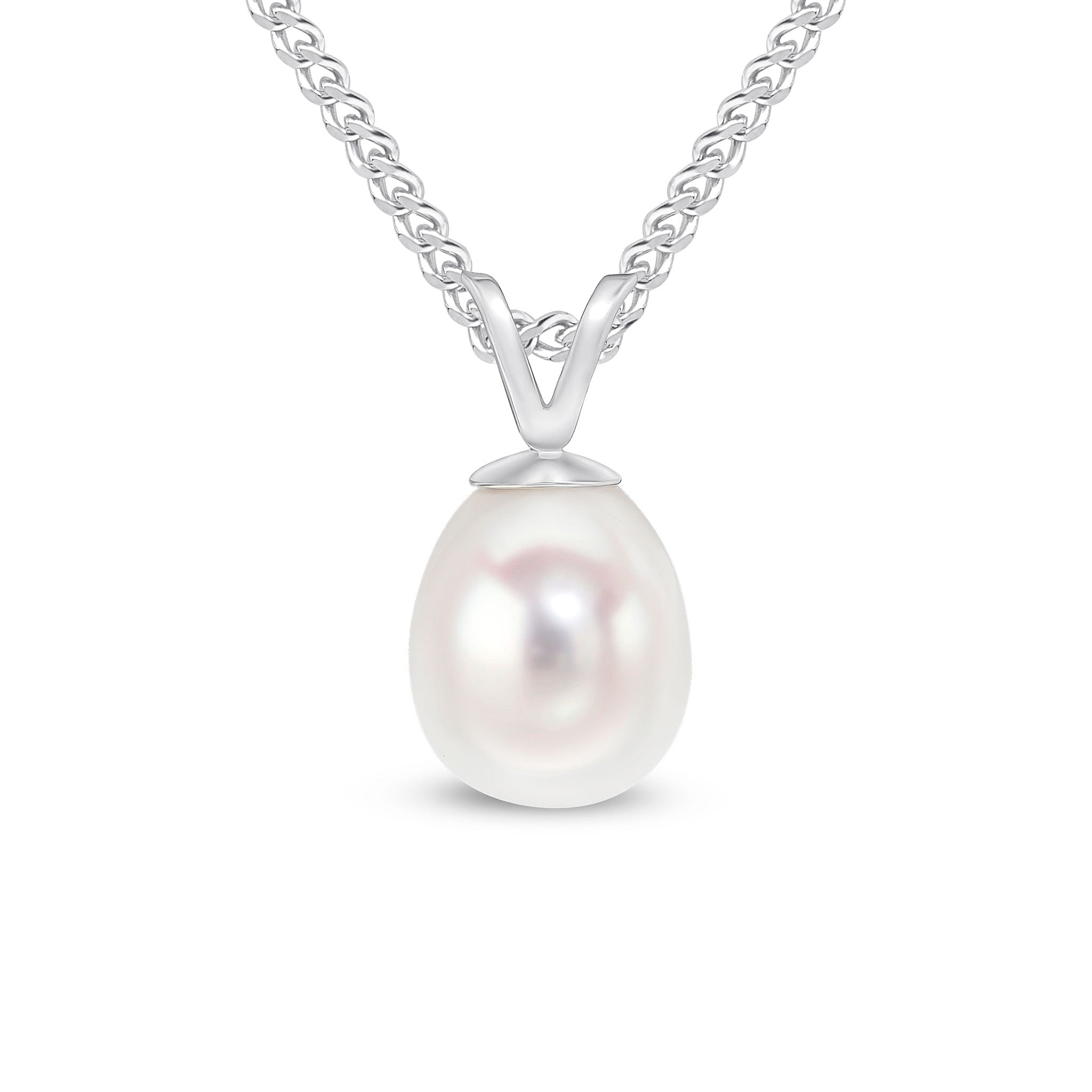 9CT WHITE GOLD 7-7.5MM FRESHWATER PEARL DROP PENDANT