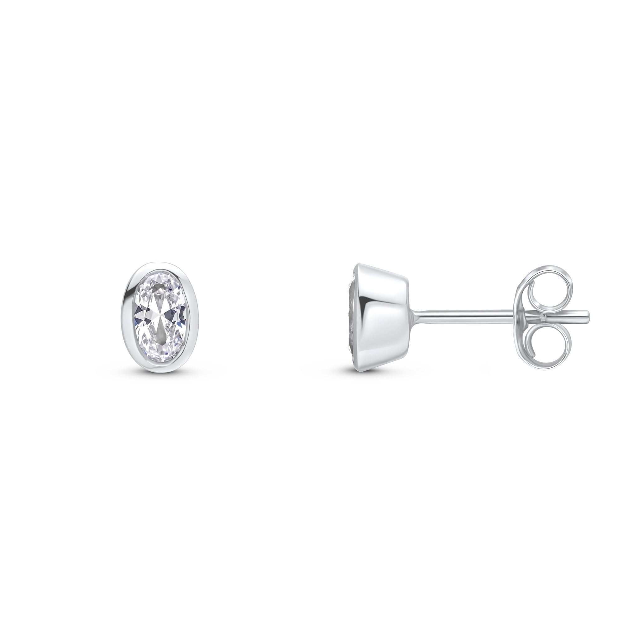 9CT WG 5X3 OVAL CZ RUBOVER EARRINGS