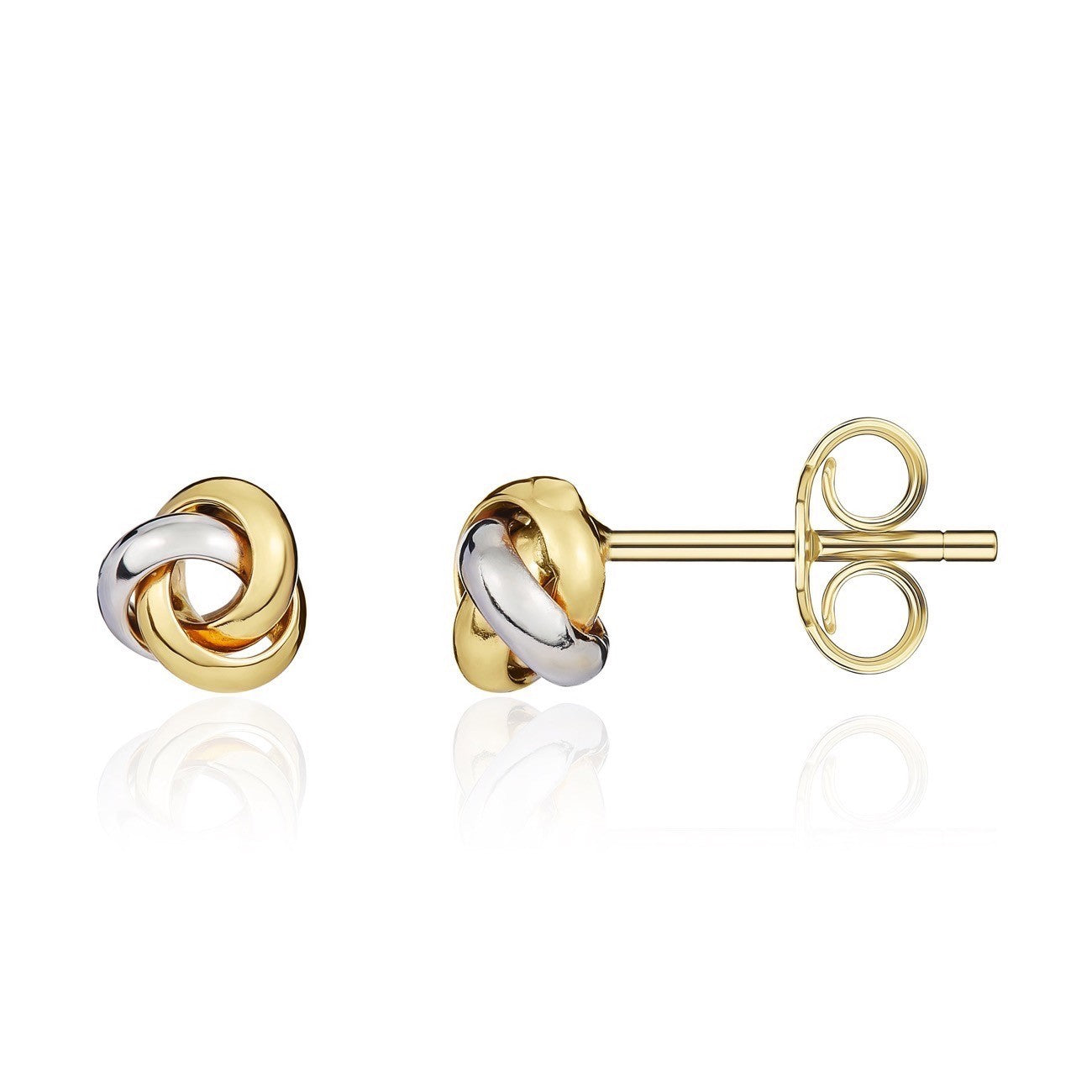 18CT YWG POLISHED 3 ROW 7MM KNOT EARRINGS