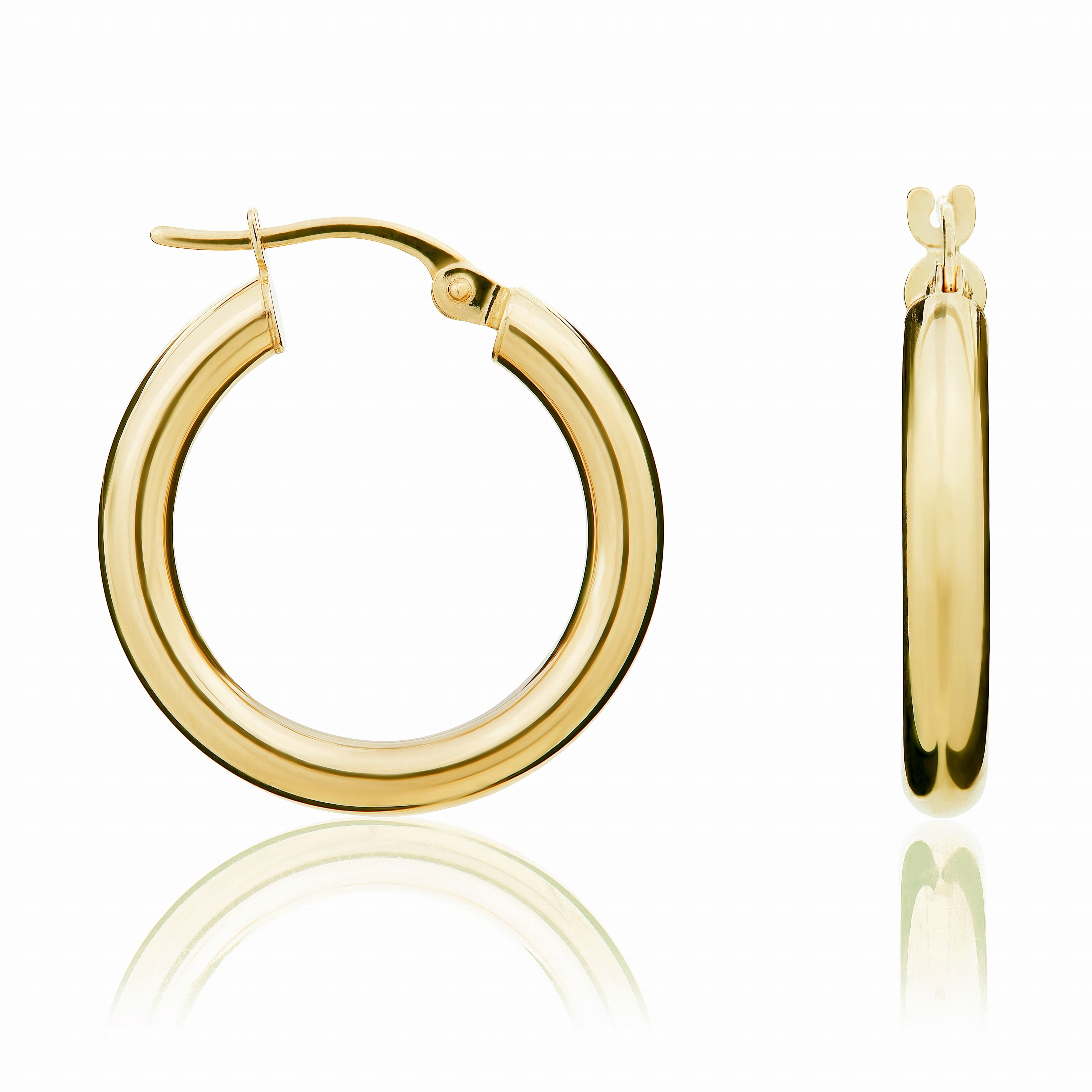 9CT YG 3MM TUBE POLISHED HOOP EARRINGS 21 DIAMETER