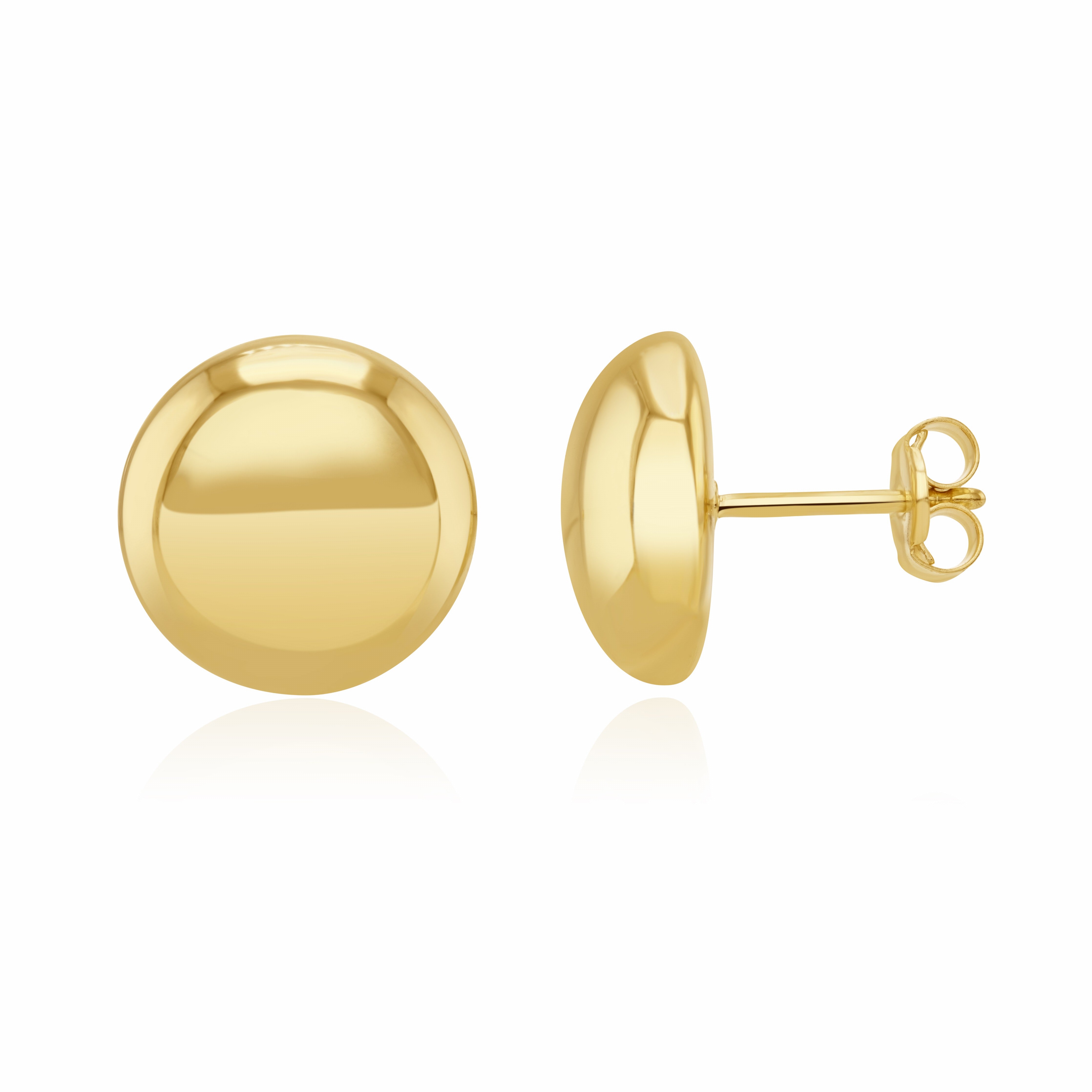 9CT YELLOW GOLD 12MM POLISHED BUTTON STUDS