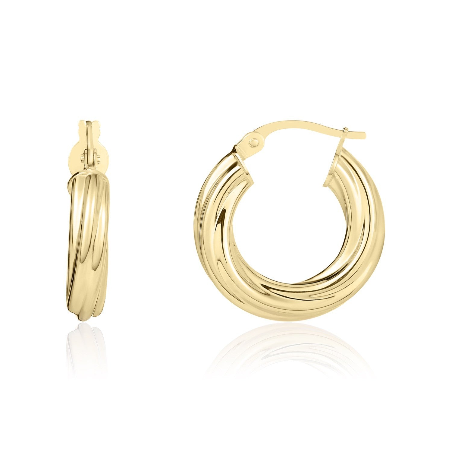 18CT YG 3MM TWIST HOOP EARRINGS 16MM DIAMETER
