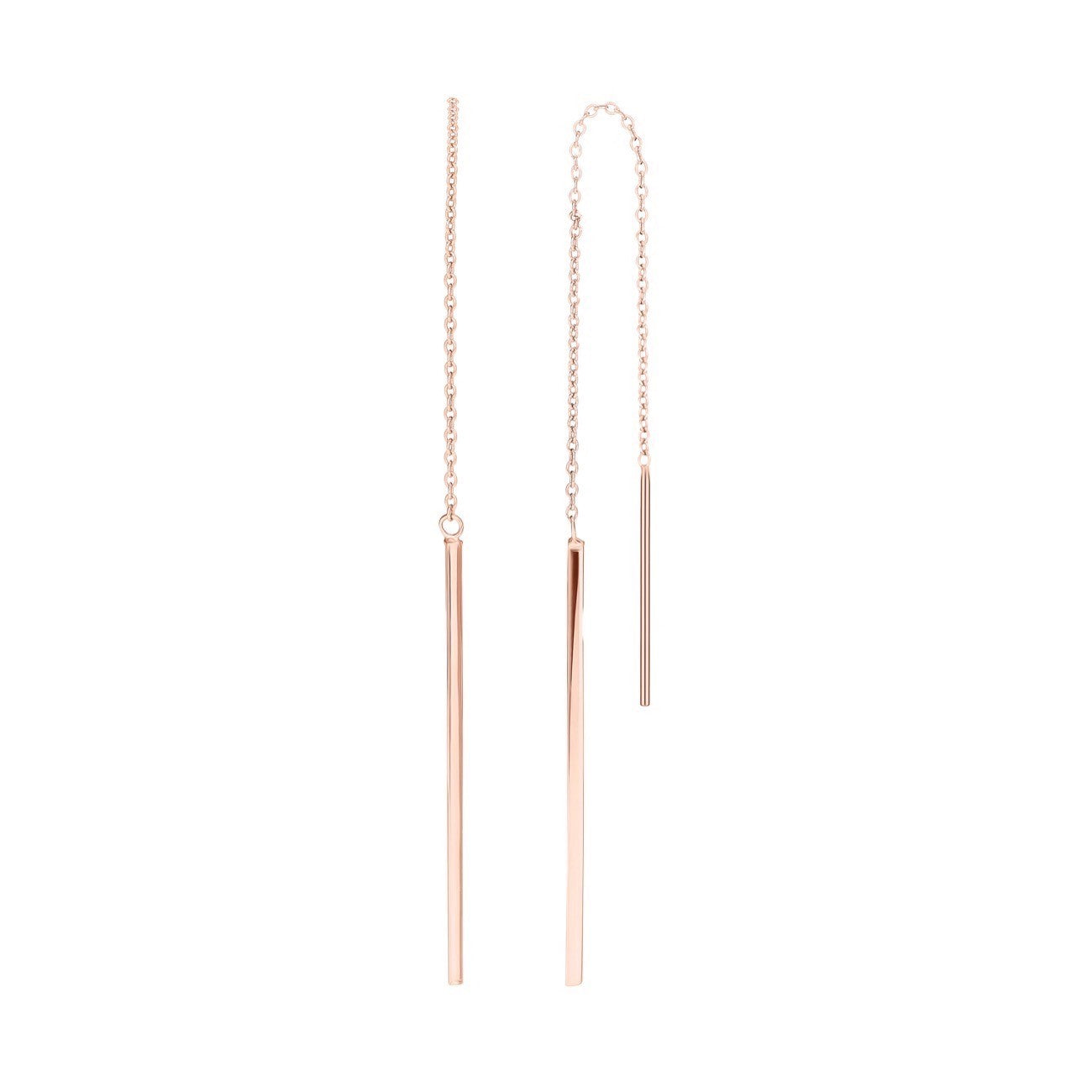 9CT ROSE GOLD STRAIGHT BAR PULL-THROUGH DROP EARRINGS