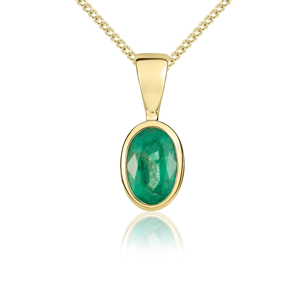 9CT YG 6X4MM OVAL EMERALD RUBOVER SET PENDANT