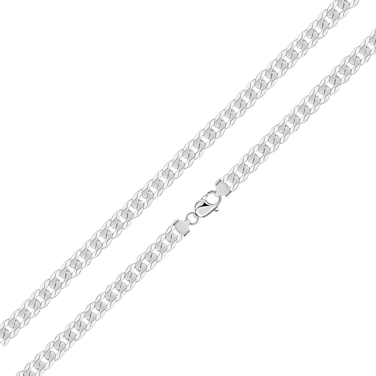 Silver 8.5mm Curb Necklace 18"