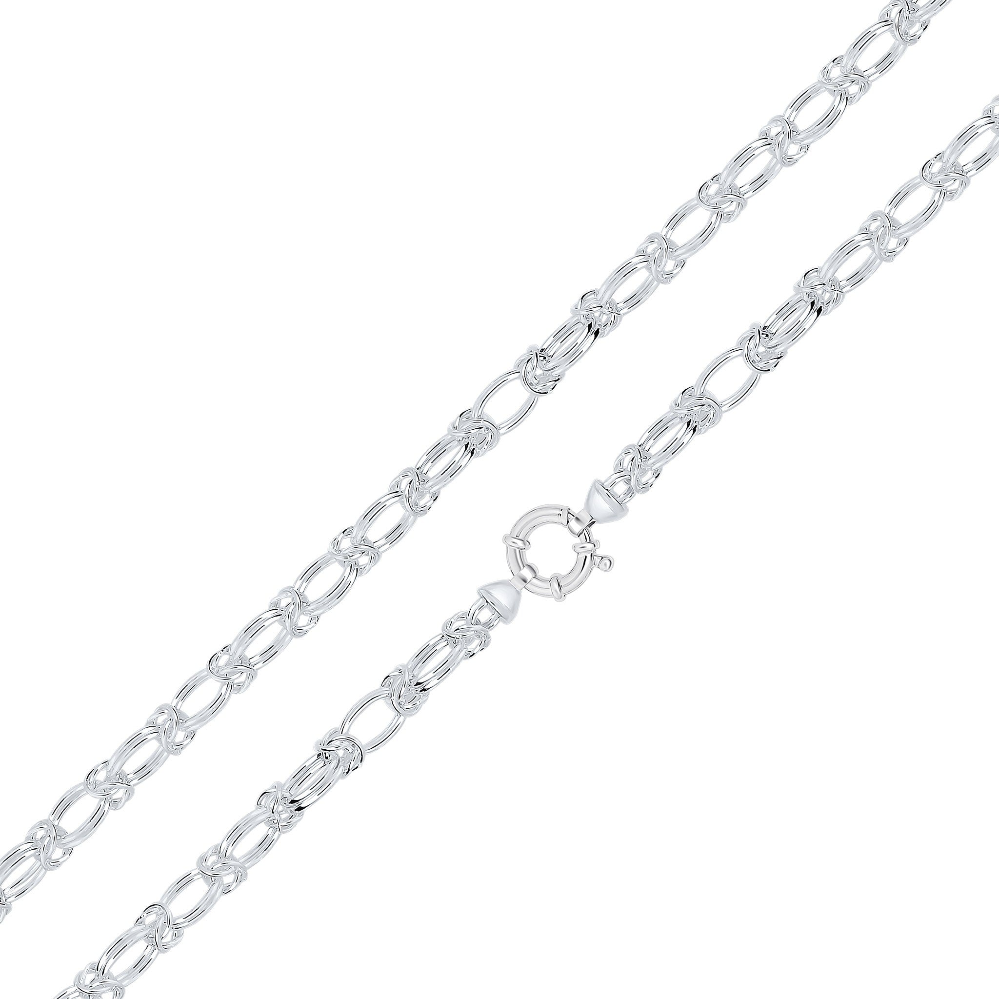 Silver 8.5mm Double Oval Byzantine 7.5" Bolt Ring