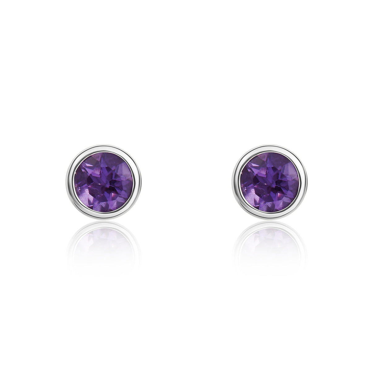 9CT WG 3MM ROUND AMETHYST RUBOVER EARRINGS