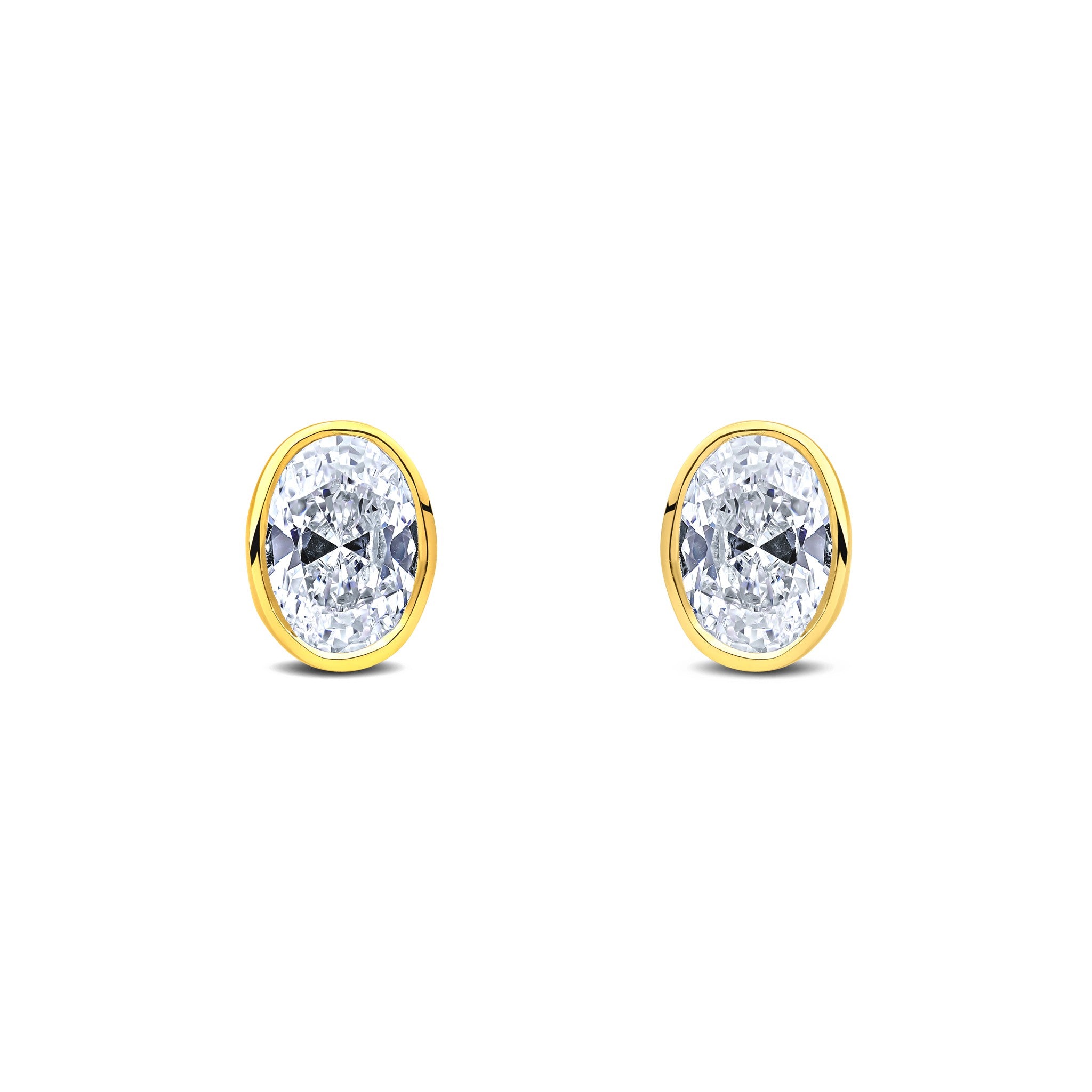 9CT YG 7X5 OVAL CZ RUBOVER EARRINGS