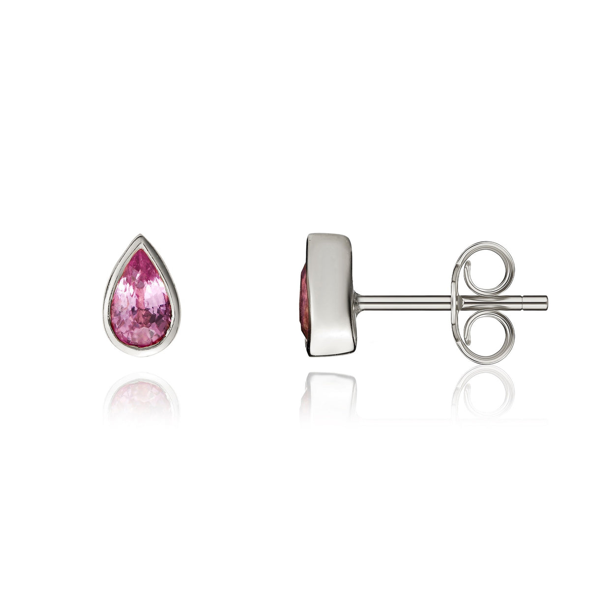 9CT WG 5X3 PEARSHAPE PINK SAPPHIRE RUBOVER SET EARRINGS