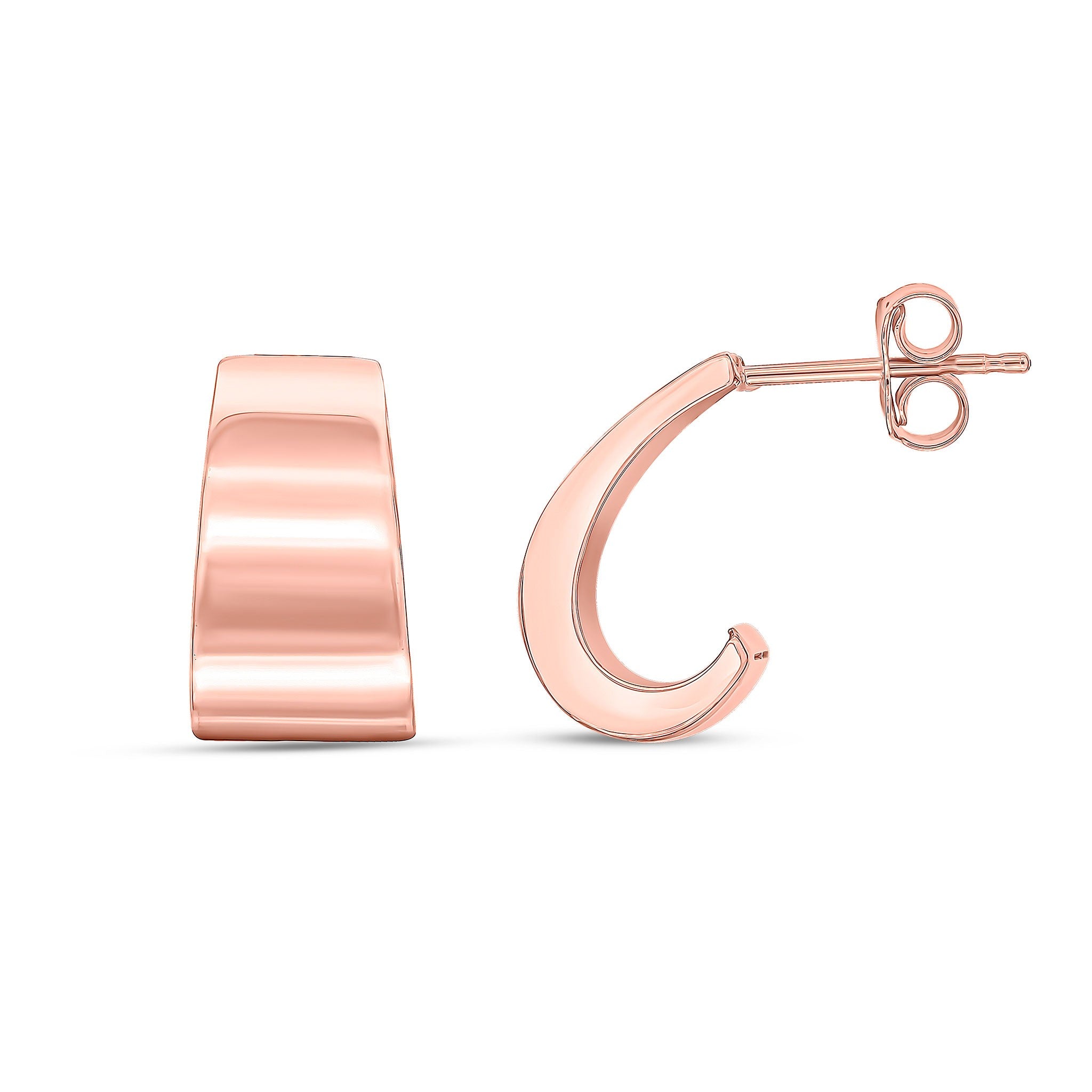 9CT RG FLAT TAPERED 1/2 HOOP EARRINGS WITH PEG AND SCROLL