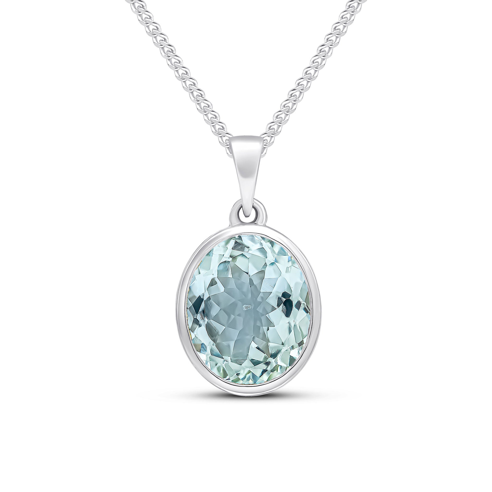 9CT WG 12X10 OVAL AQUA RUBOVER PENDANT