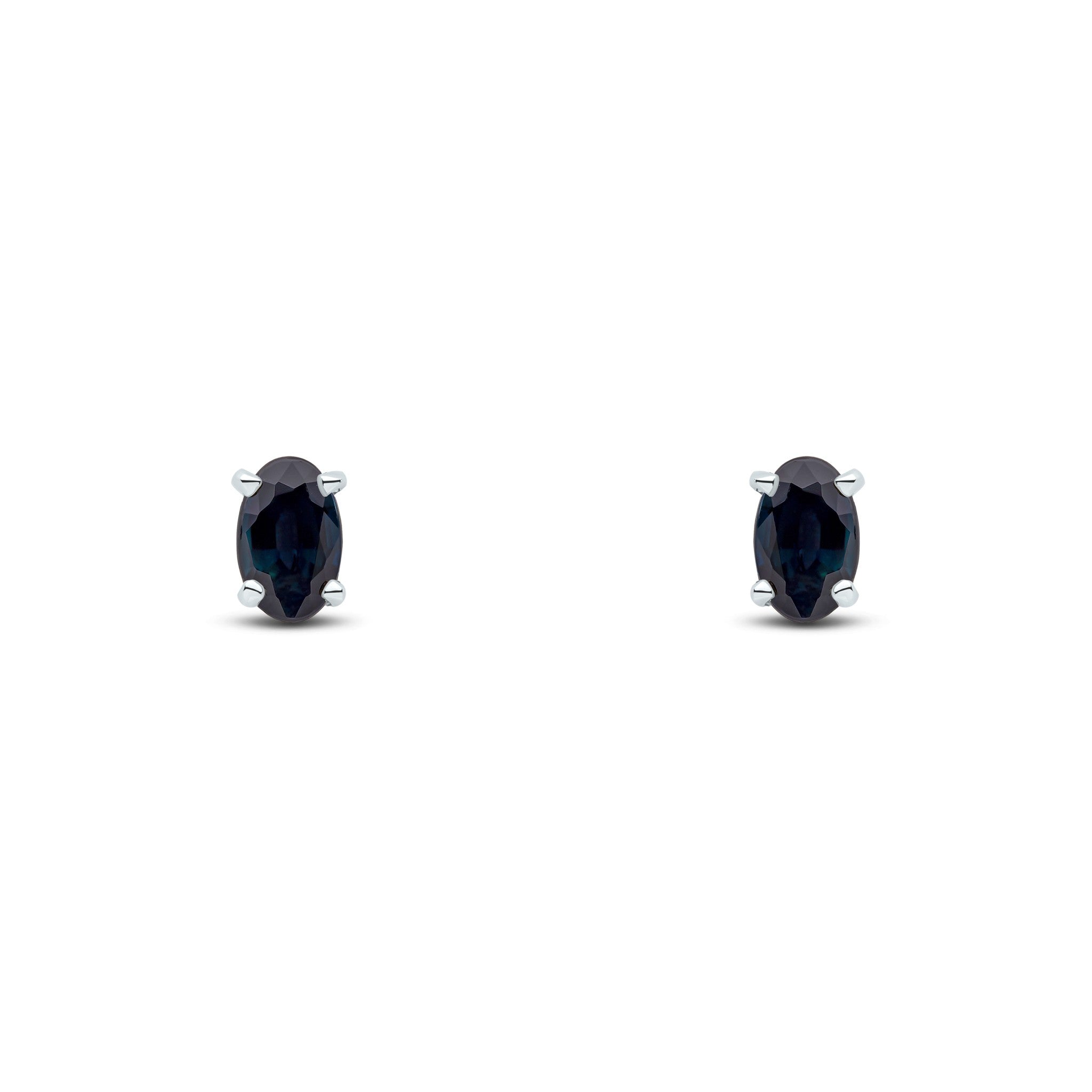9CT WG 5X3 OVAL SAPPHIRE CLAW EARRINGS