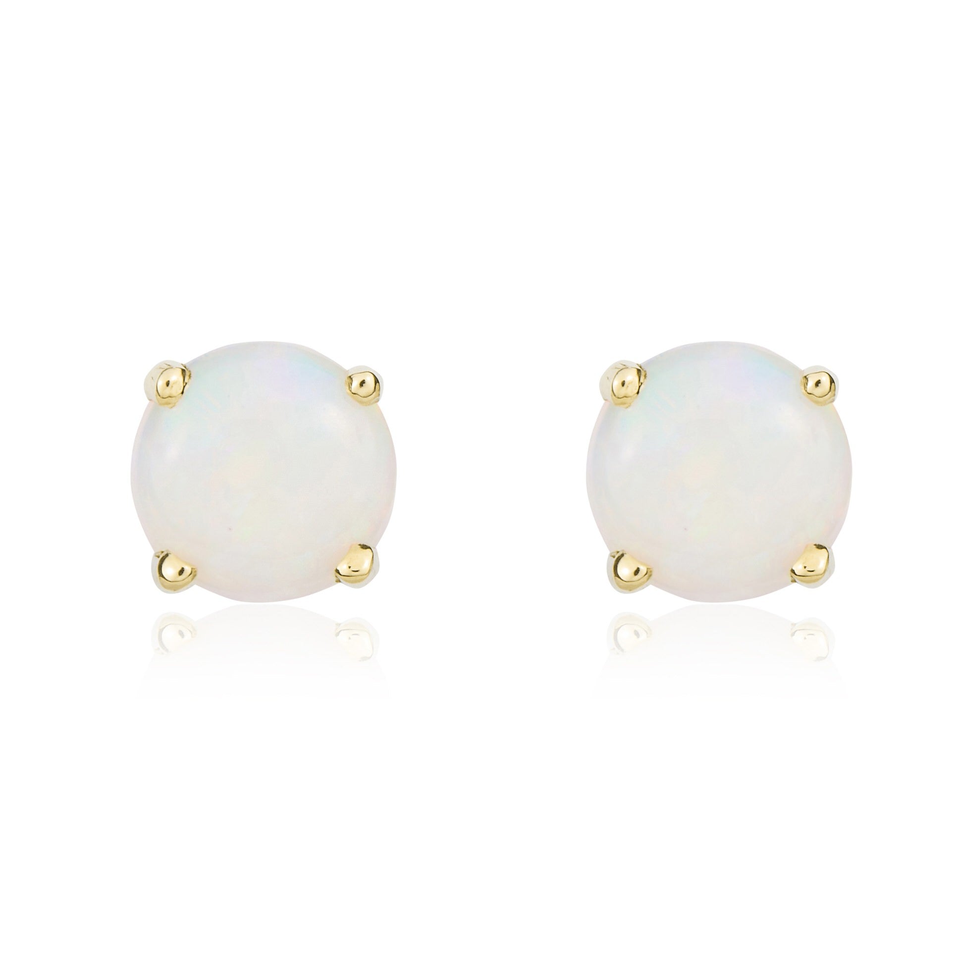 9CT YG 5MM ROUND OPAL CLAW SET STUD EARRINGS