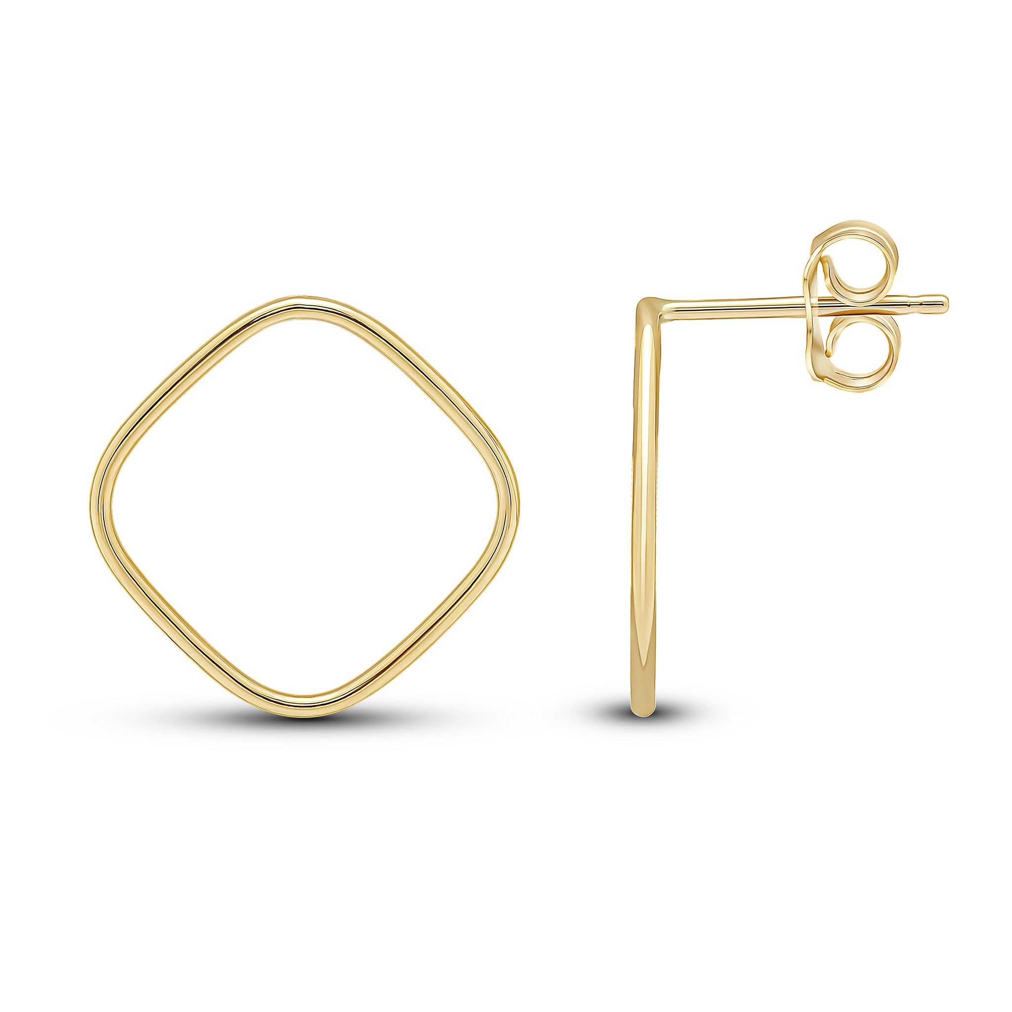 9CT YG OPEN CUSHION EARRINGS