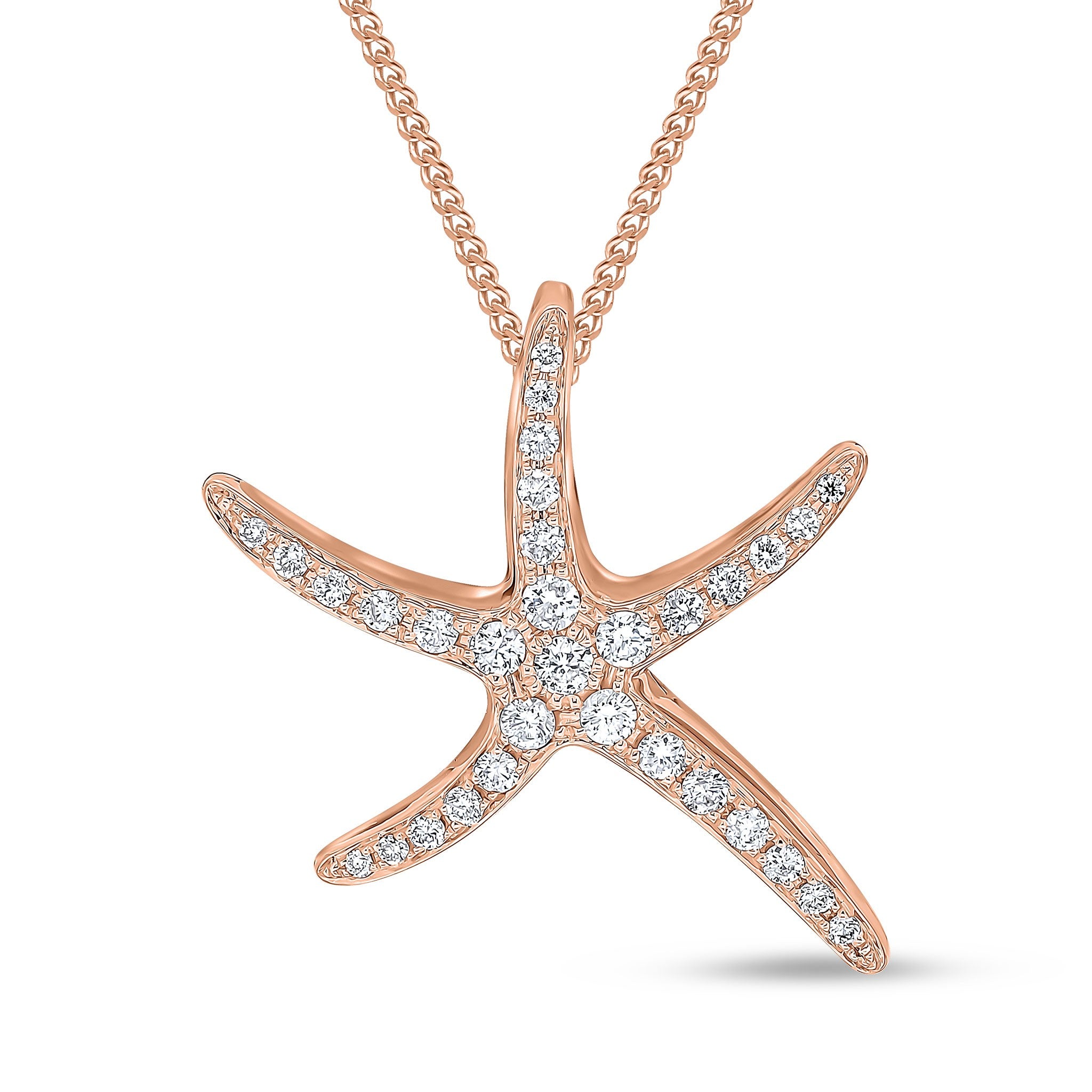 18CT ROSE GOLD DIAMOND PAVE SET 'STARFISH' PENDANT.LARGE