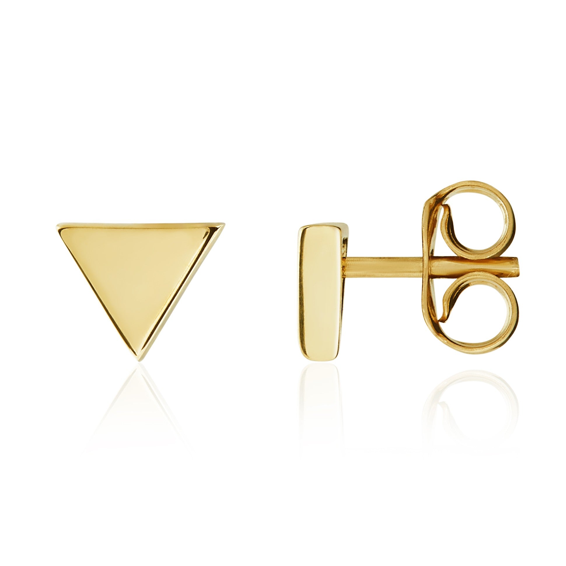 9CT YELLOW GOLD POLISHED TRIANGLE STUD EARRINGS