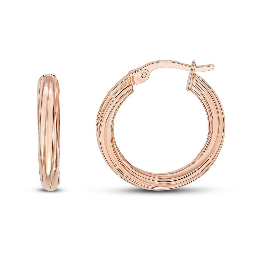 9CT RG 3MM TWIST HOOP EARRINGS. 21MM OUTER DIAMETER