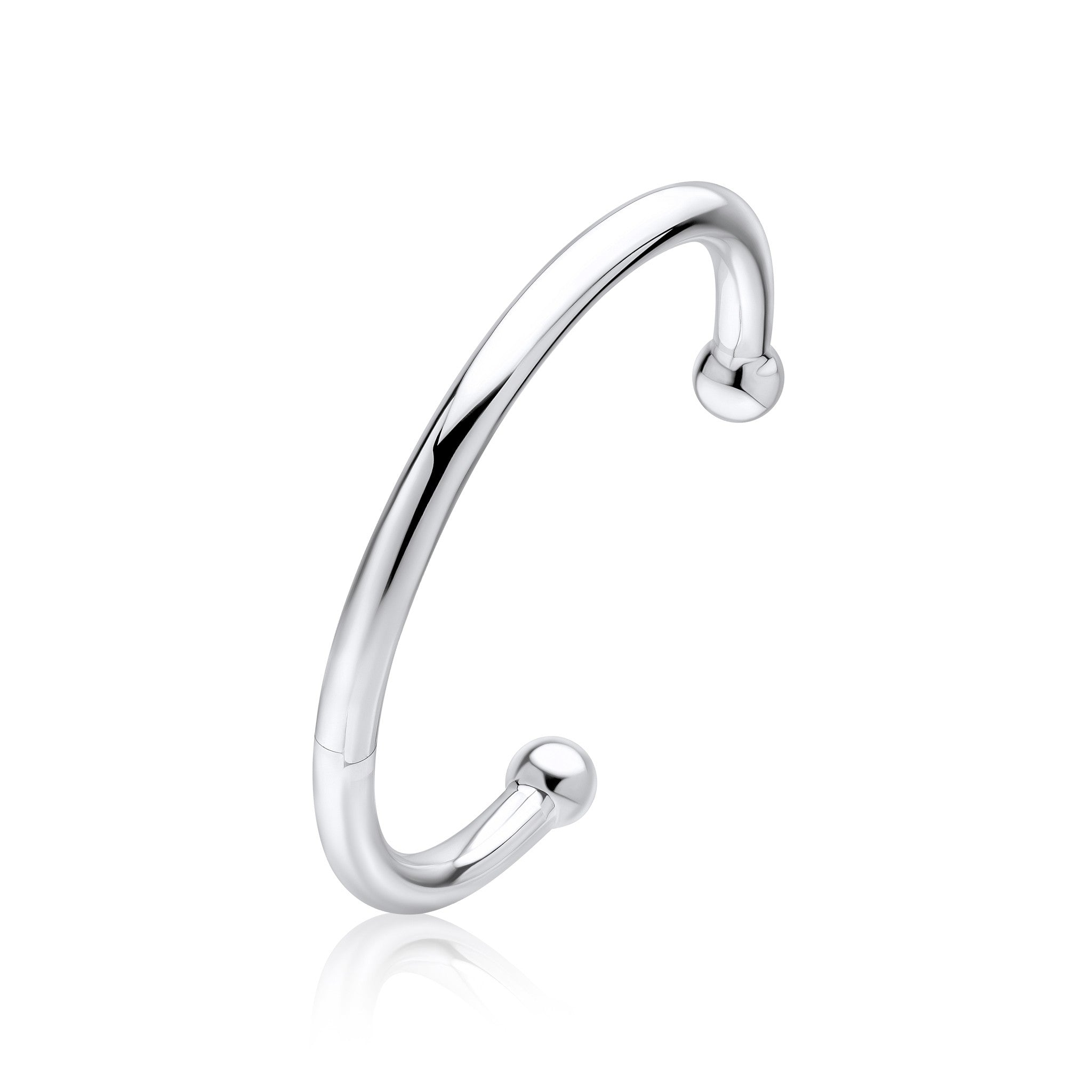 Silver 6mm Round Torque Large Bangle 58x68 (10mm end beads)