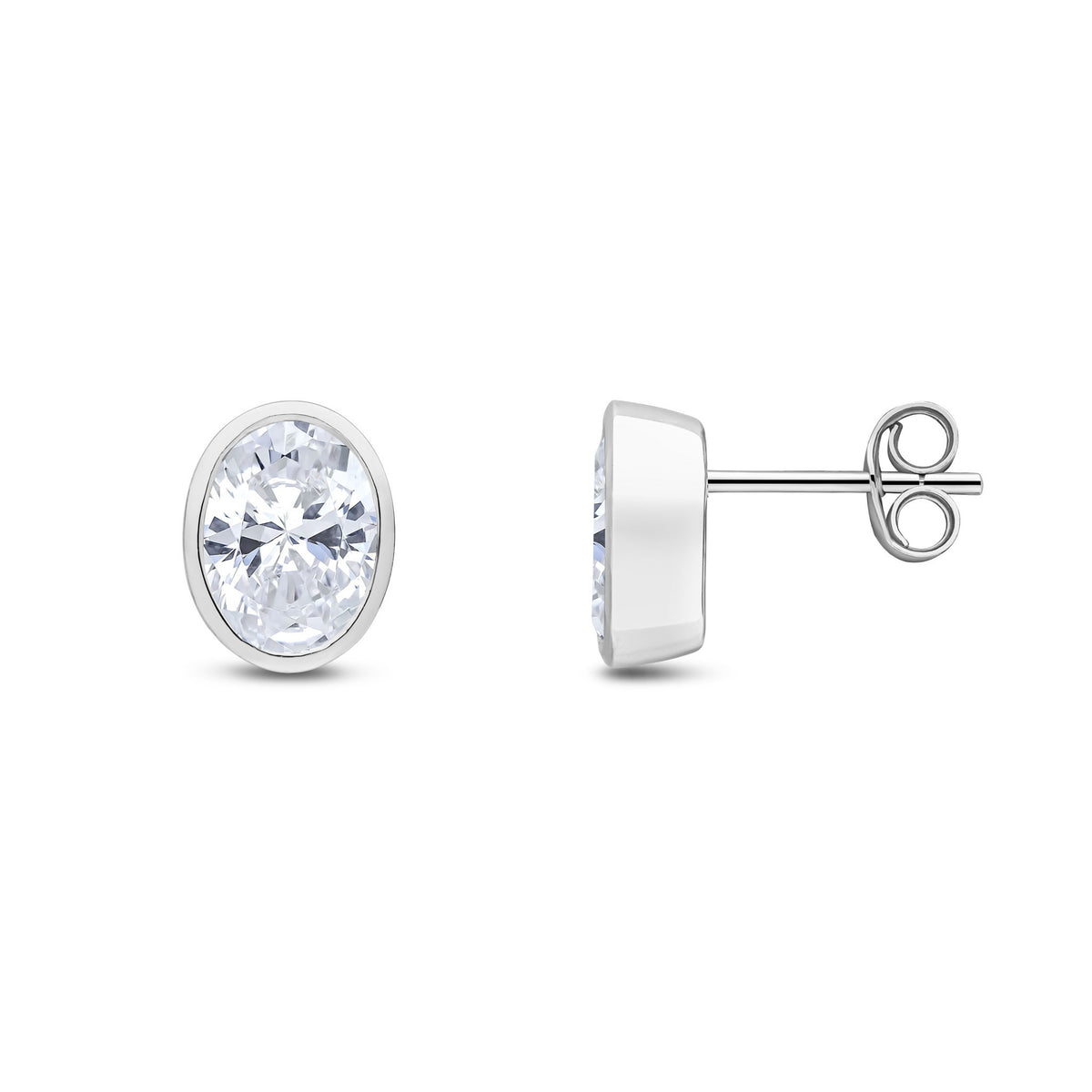 9CT WG 8X6 OVAL CZ RUBOVER EARRINGS