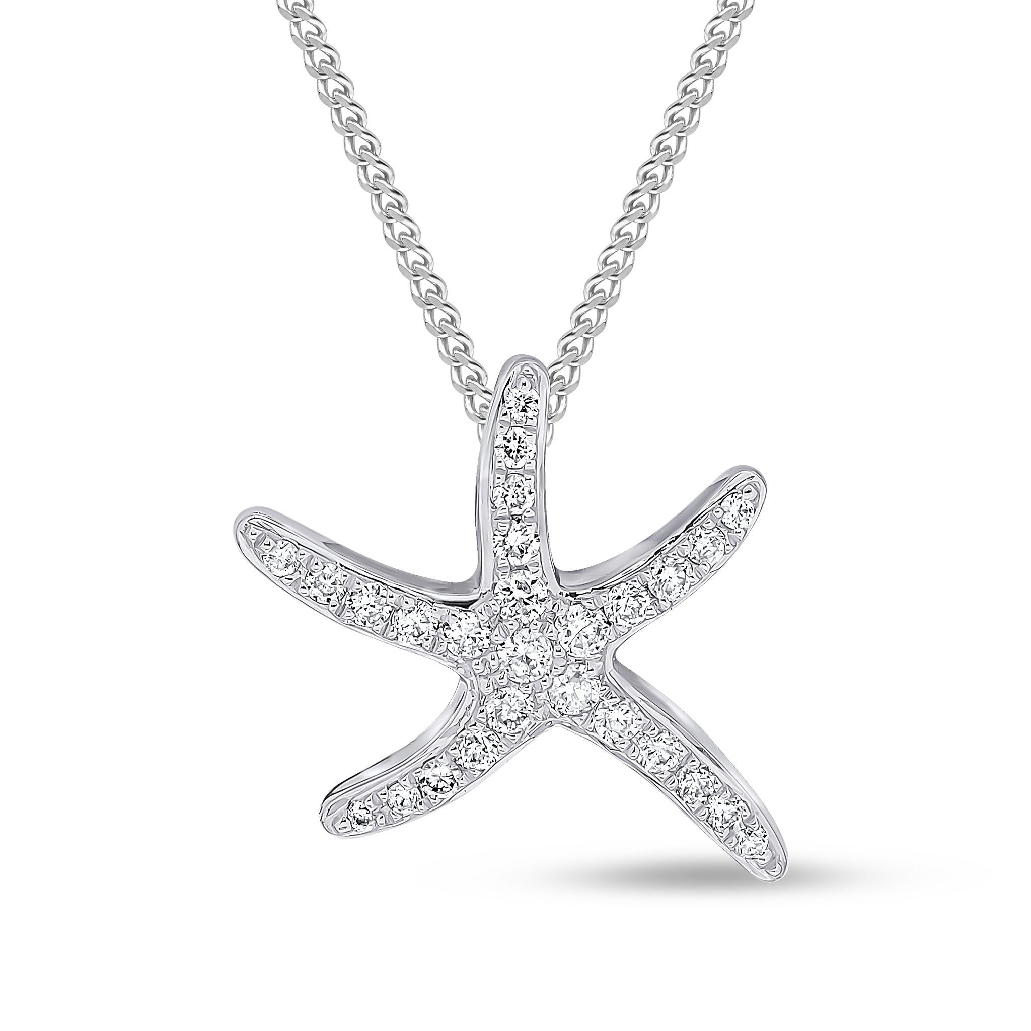 18CT WHITE GOLD DIAMOND PAVE SET 'STARFISH' PENDANT.SMALL