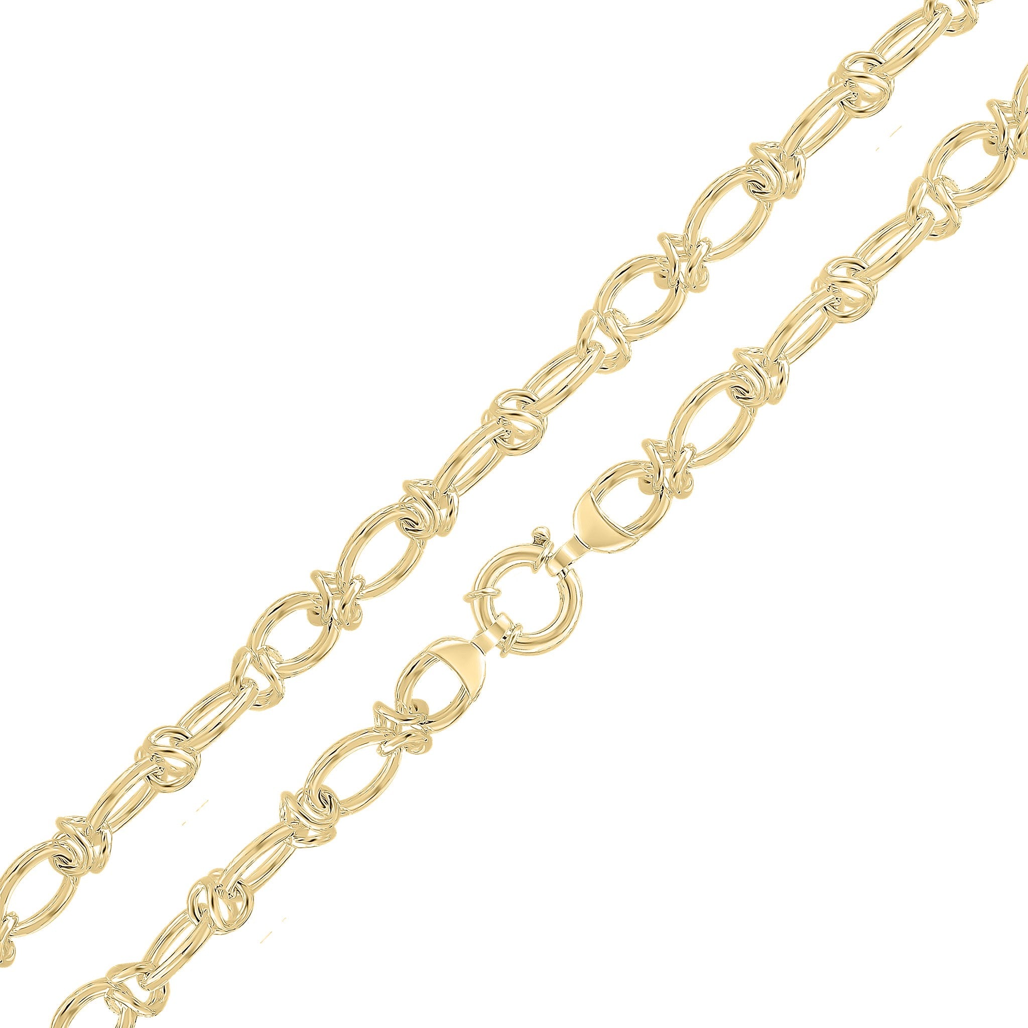 18ct Vermeil 12mm Oval Knot 7.5" Bolt Ring