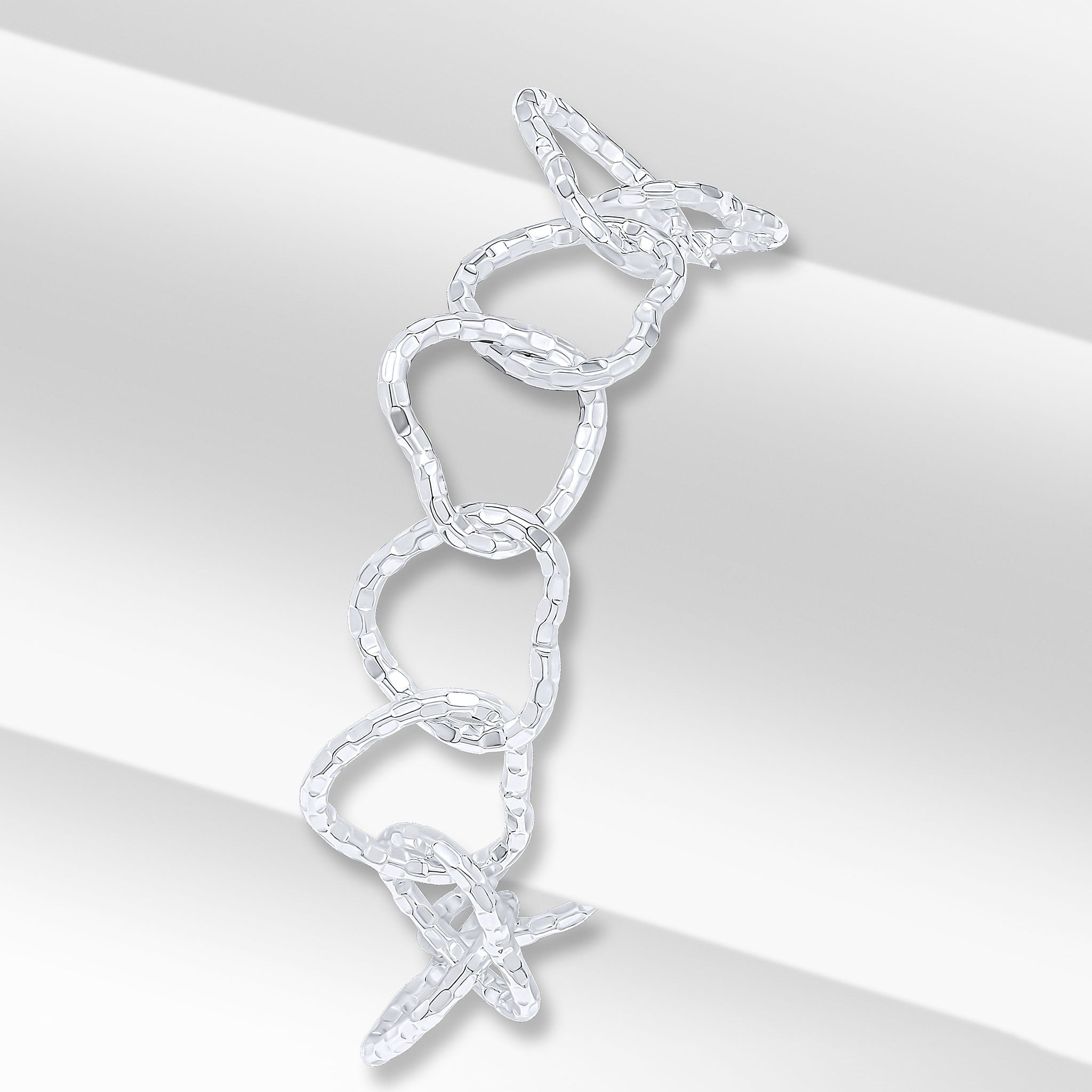 Silver 17mm Facet Heart Link 7.5"