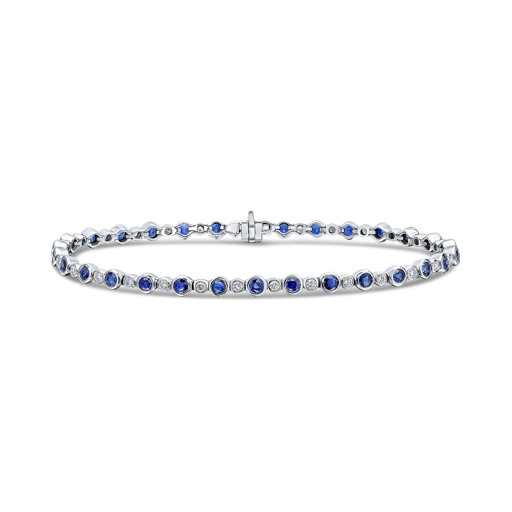 18WG.ROUND SAPPHIRE & DIAMOND RUBOVER BRACELET