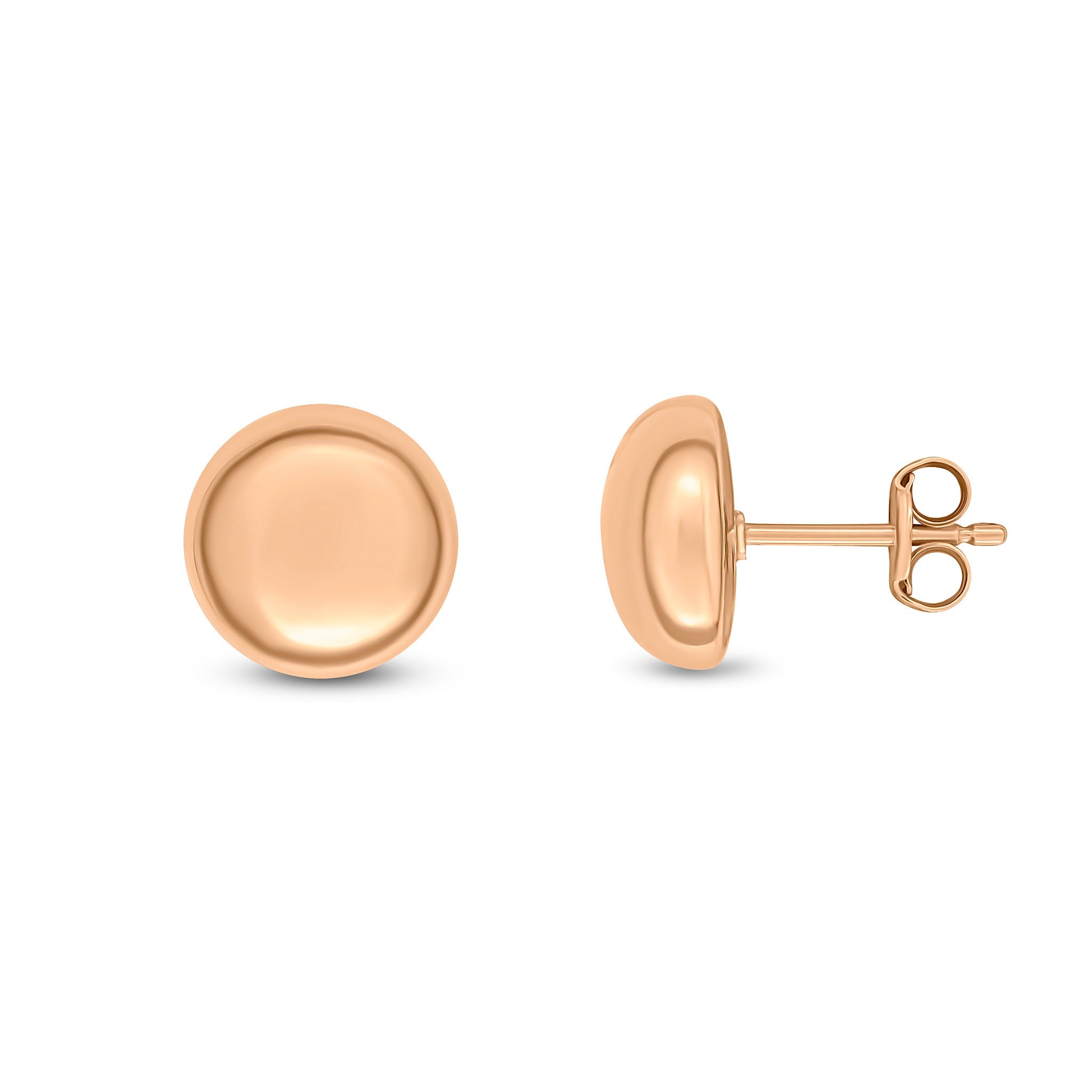 9CT ROSE GOLD 10MM POLISHED DOMED STUD EARRINGS