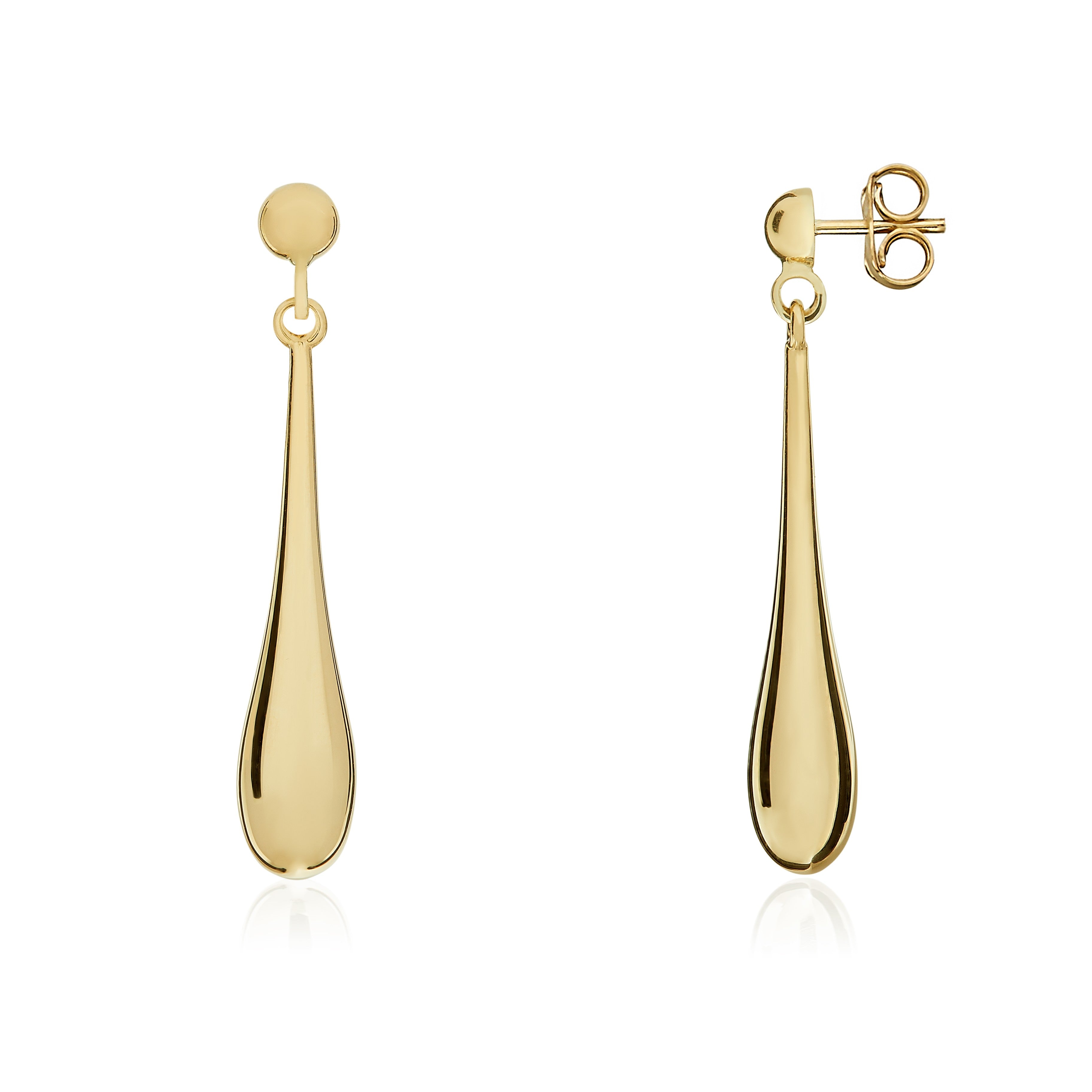 9CT YELLOW GOLD LONG POLISHED TORPEDO DROP EARRINGS