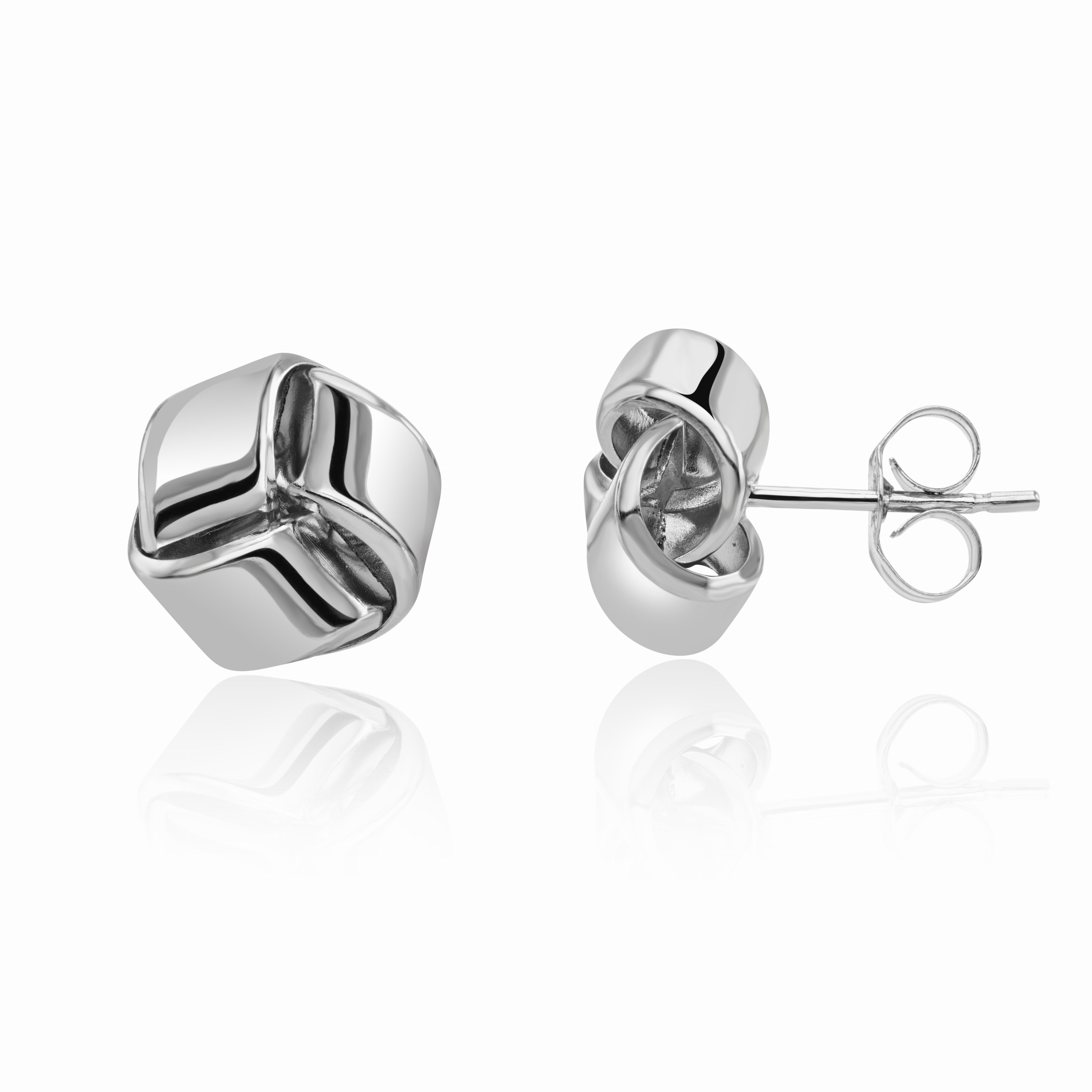 9CT WG POLISHED PLAIN 9.5MM KNOT EARRINGS