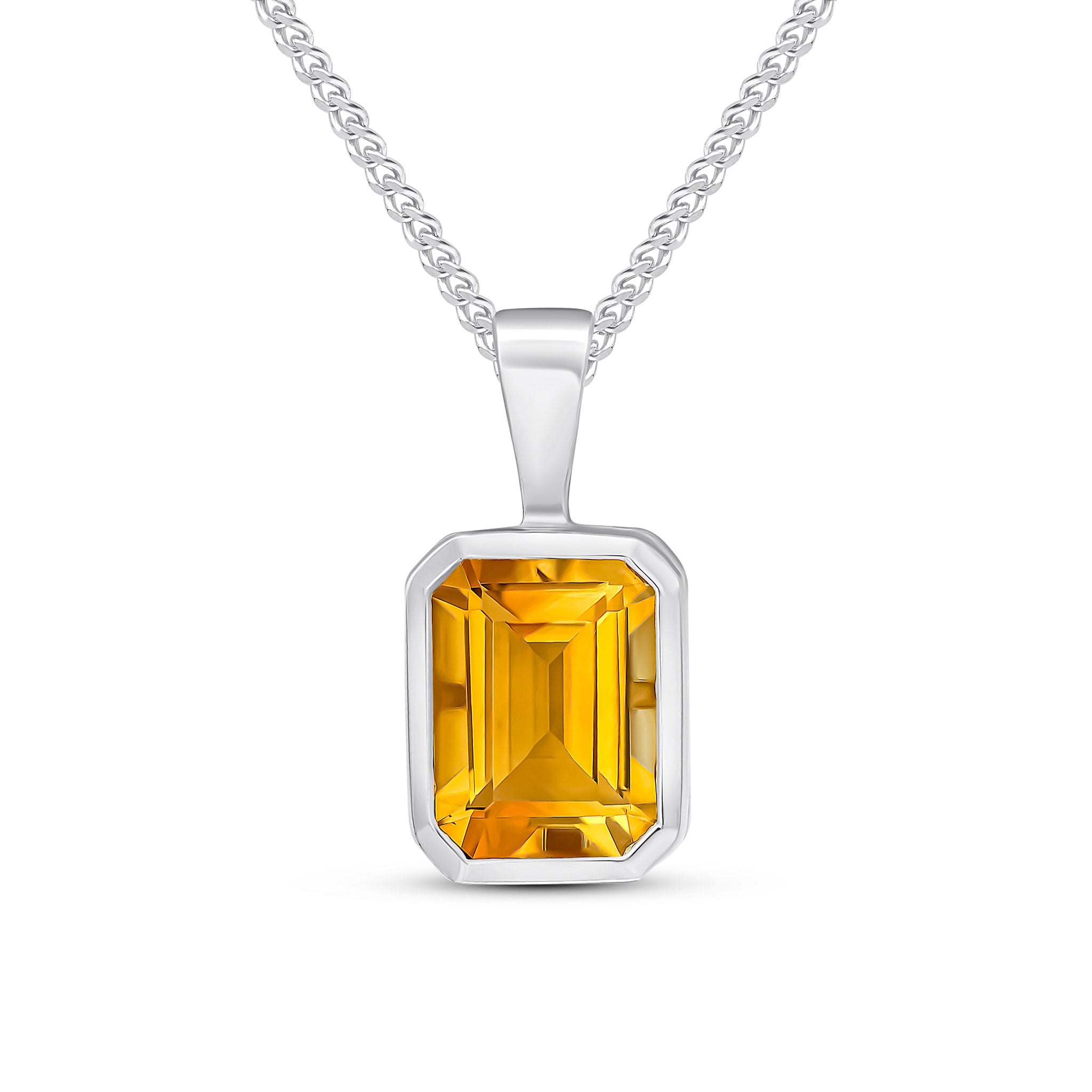 9CT WG 8X6 OCTAGON CITRINE RUBOVER PENDANT