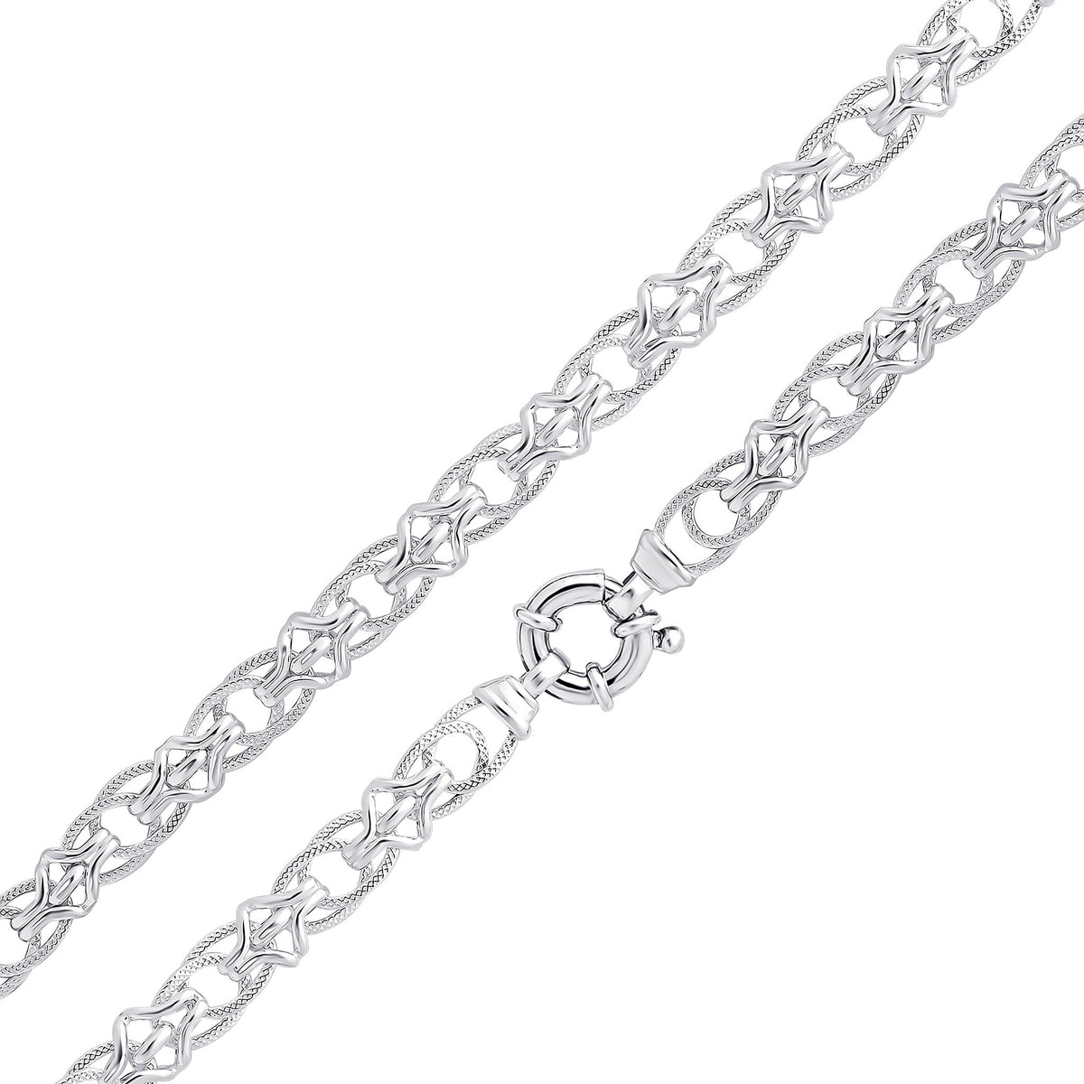 Silver 10mm Double Oval Textured 18" Bolt Ring
