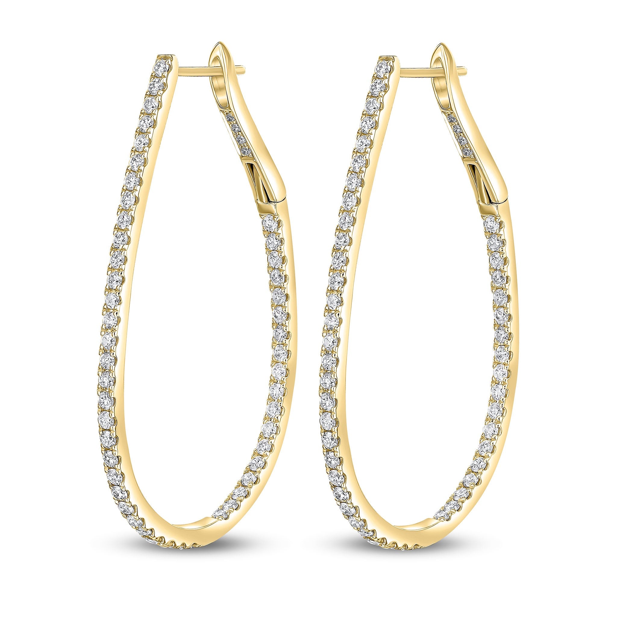 18CT YG ROUND DIAMOND CLAW SET HORSESHOE HOOP EARRINGS. 1.50CT