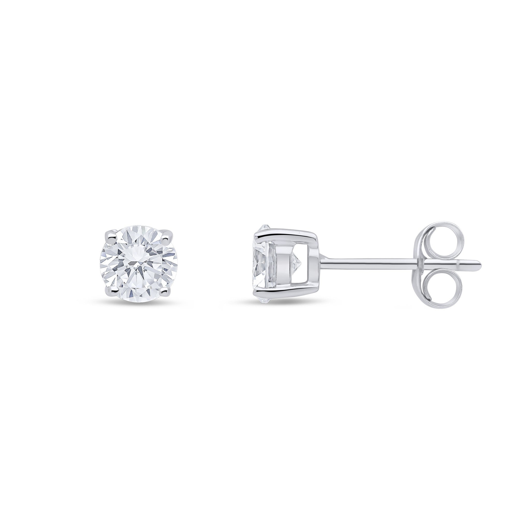 9CT WG 5MM ROUND CZ CLAW SET STUD EARRINGS