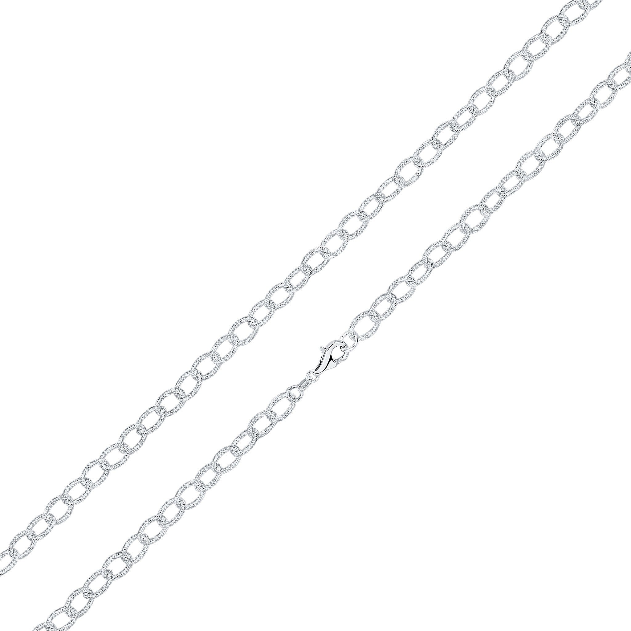 Silver 7.5mm Textured Oval Link 7.5"